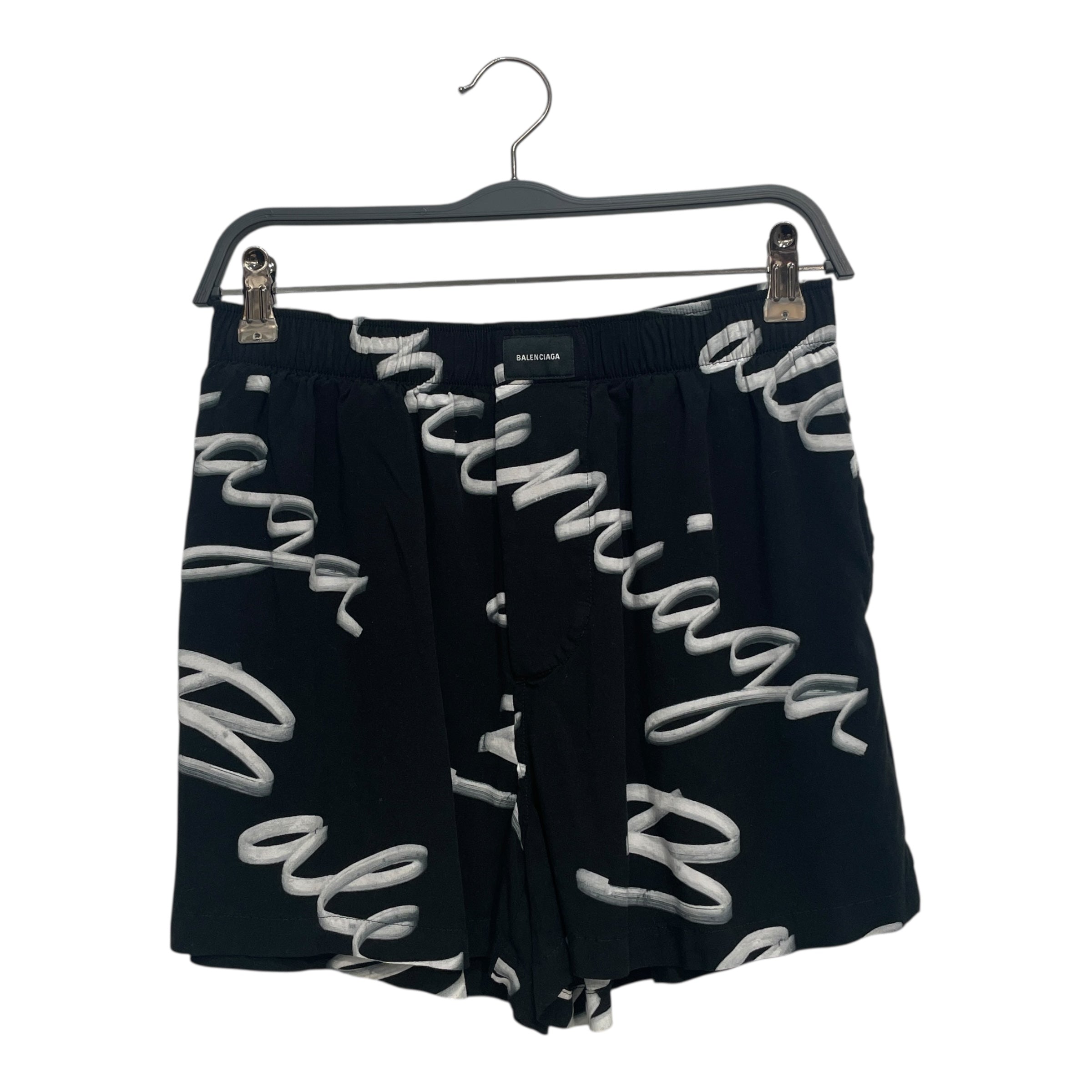 BALENCIAGA/Shorts/36/All Over Print/Nylon/BLK/Scribble Logo Wardrobe Shorts view 1
