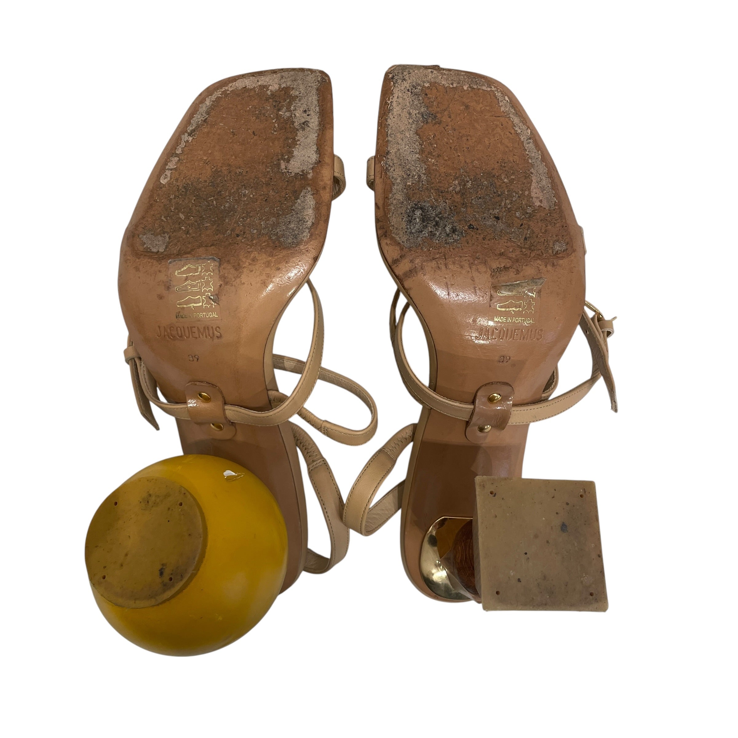JACQUEMUS/Heels/EU 39/Leather/BEG/WOOD SHAPE HEEL view 4