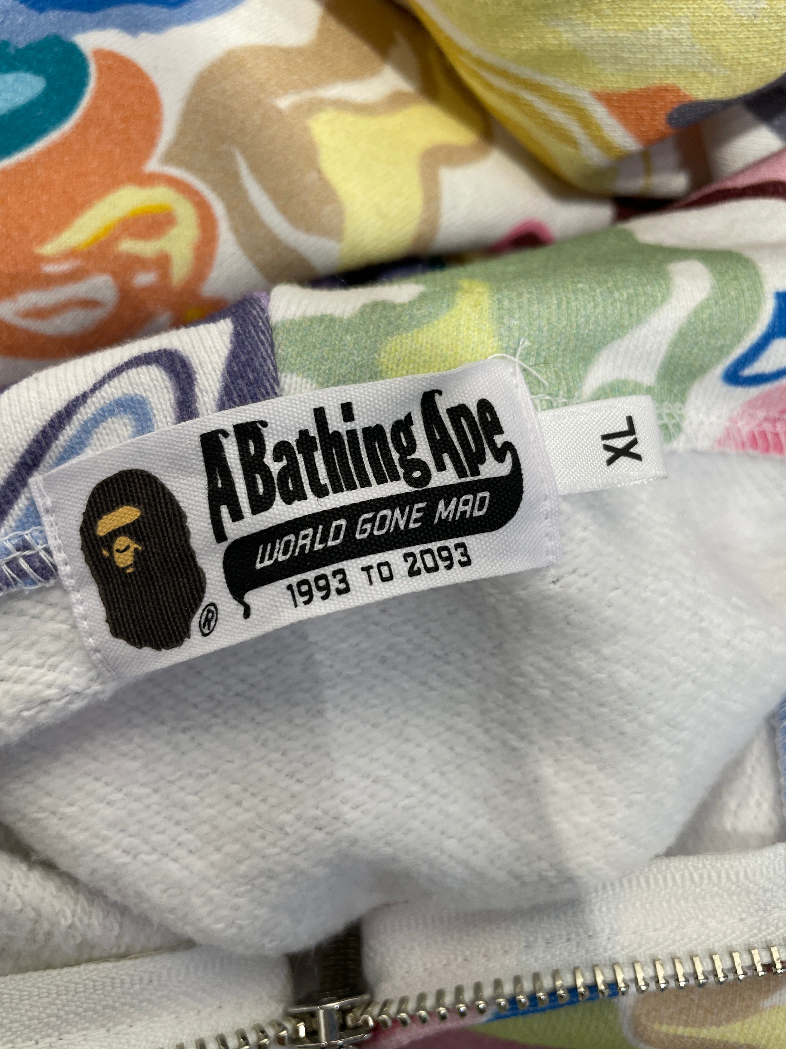 A BATHING APE/Zip Up Hoodie/XL/Cotton/MLT/art camo shark view 3