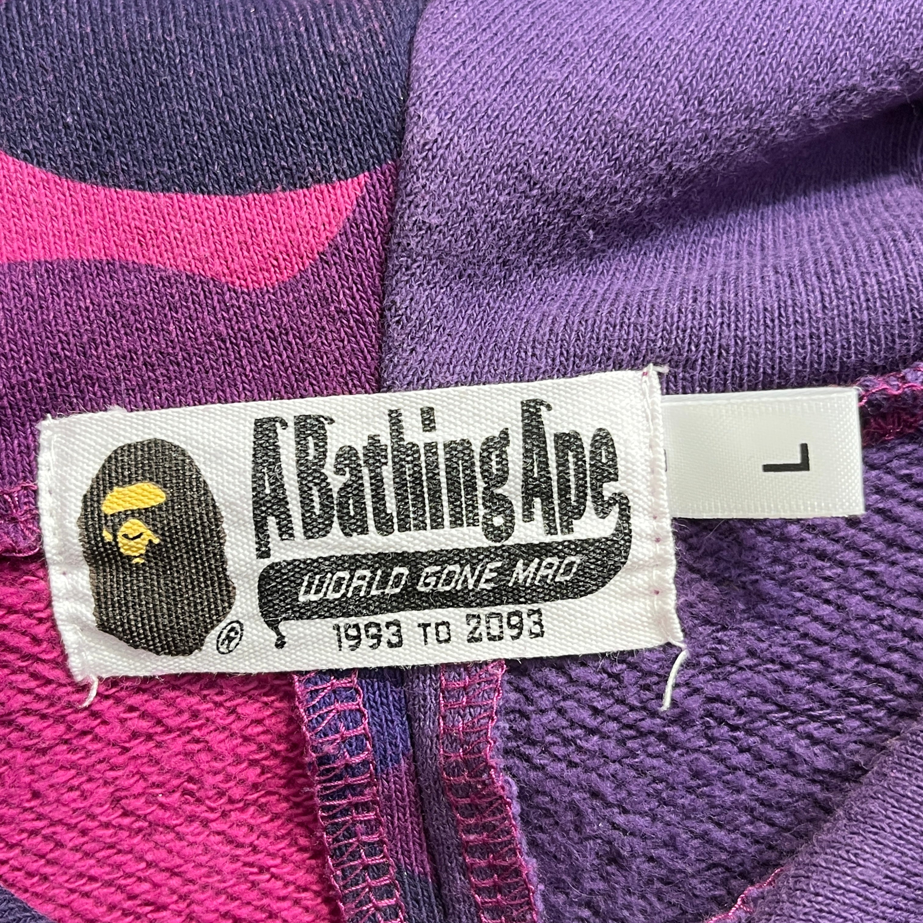 A BATHING APE/Hoodie/L/Border/Cotton/PPL/Split Face Tiger Ape view 3