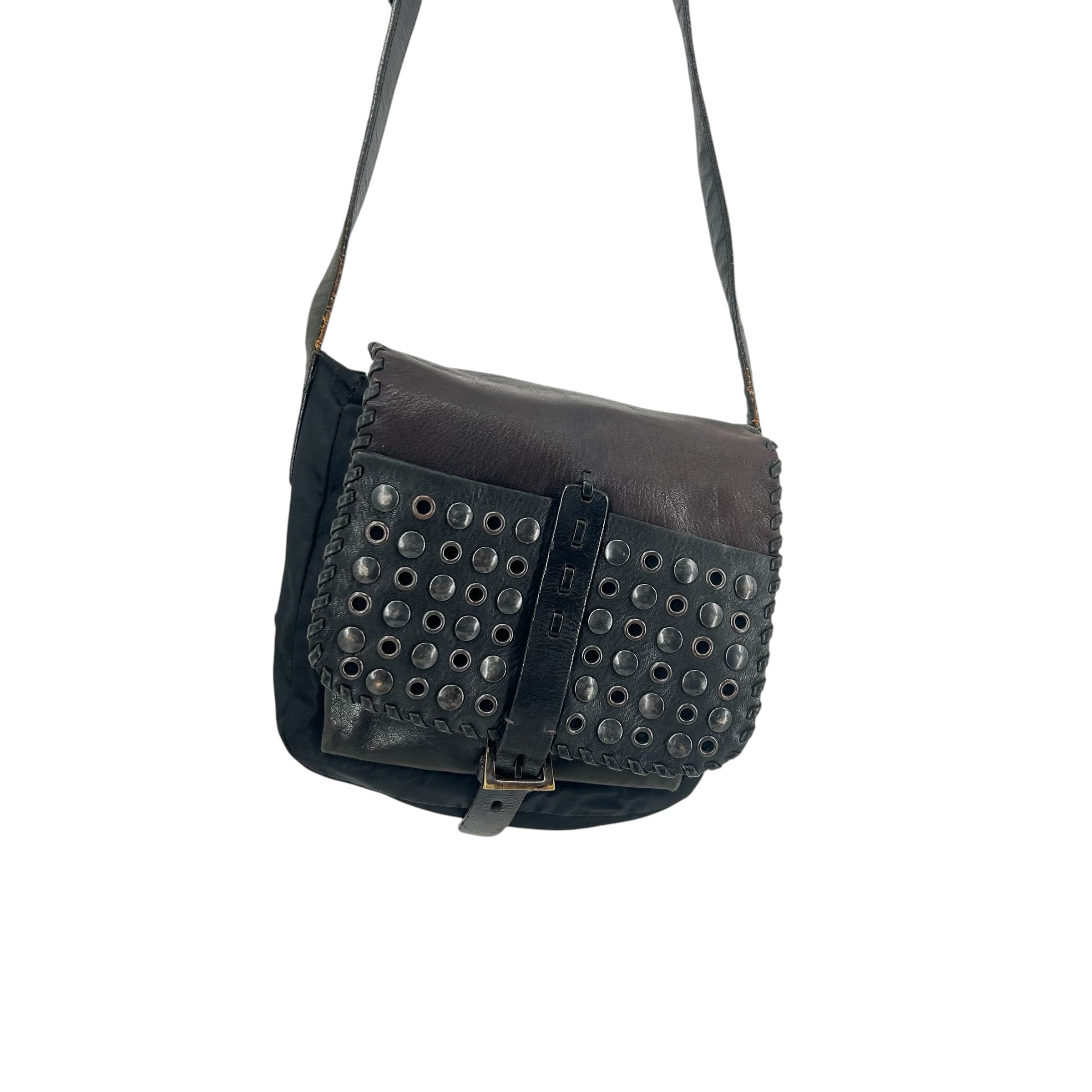 PRADA/Vitello-TrimmedTessutoGrommet/ShoulderBag/Black/Nylon/ view 6