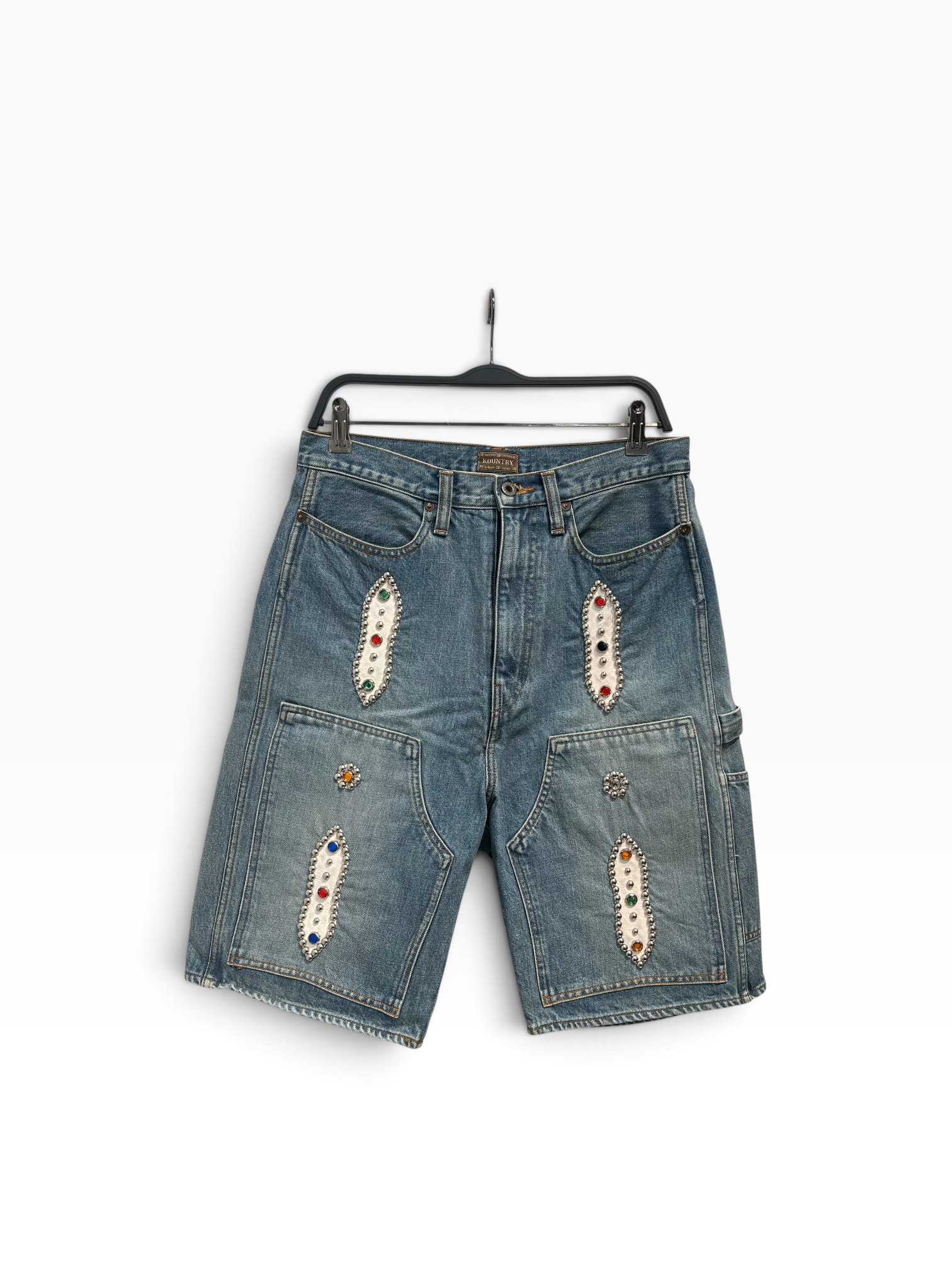 KAPITAL/Shorts/32/Cotton/BLU/JEWEL DOUBLE KNEE view 1