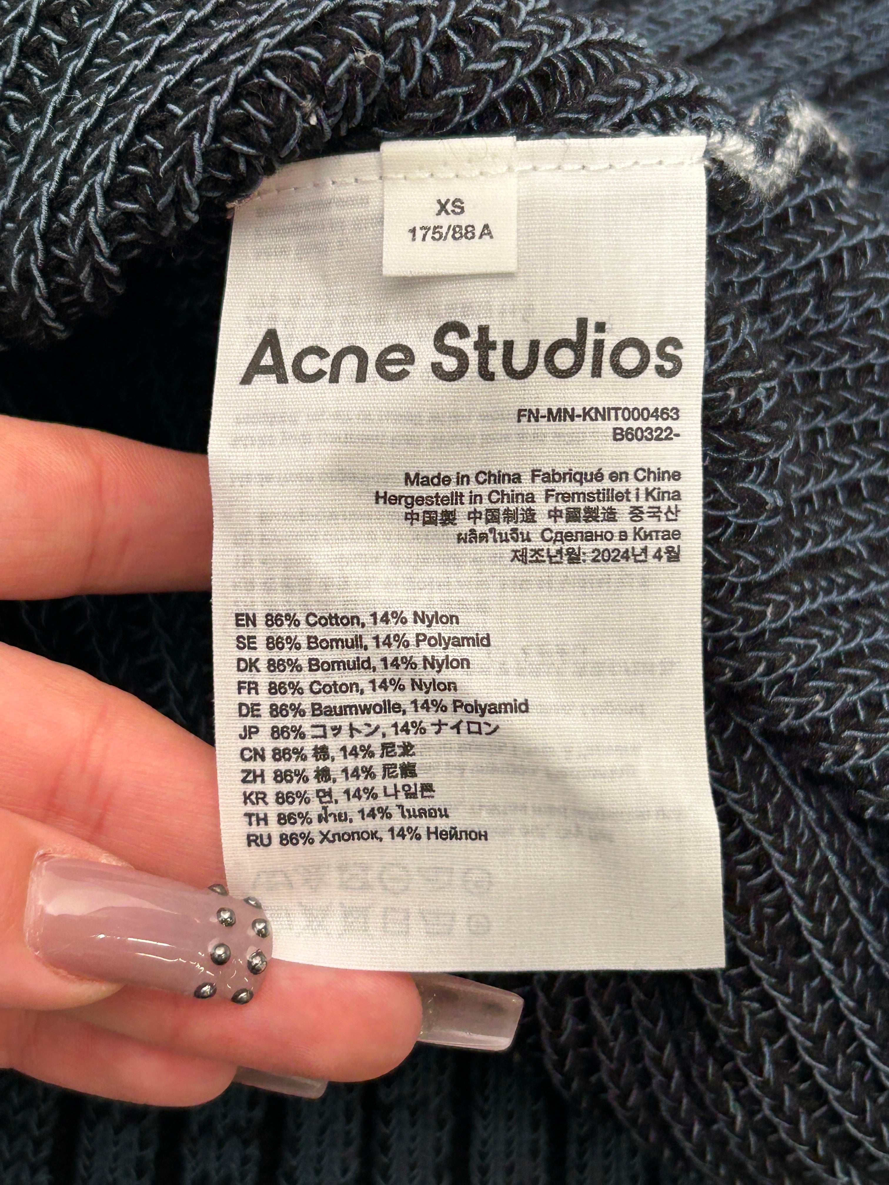 Acne Studios/Heavy Sweater/XS/Wool/BLU/FLORAGATAN PATCH view 4