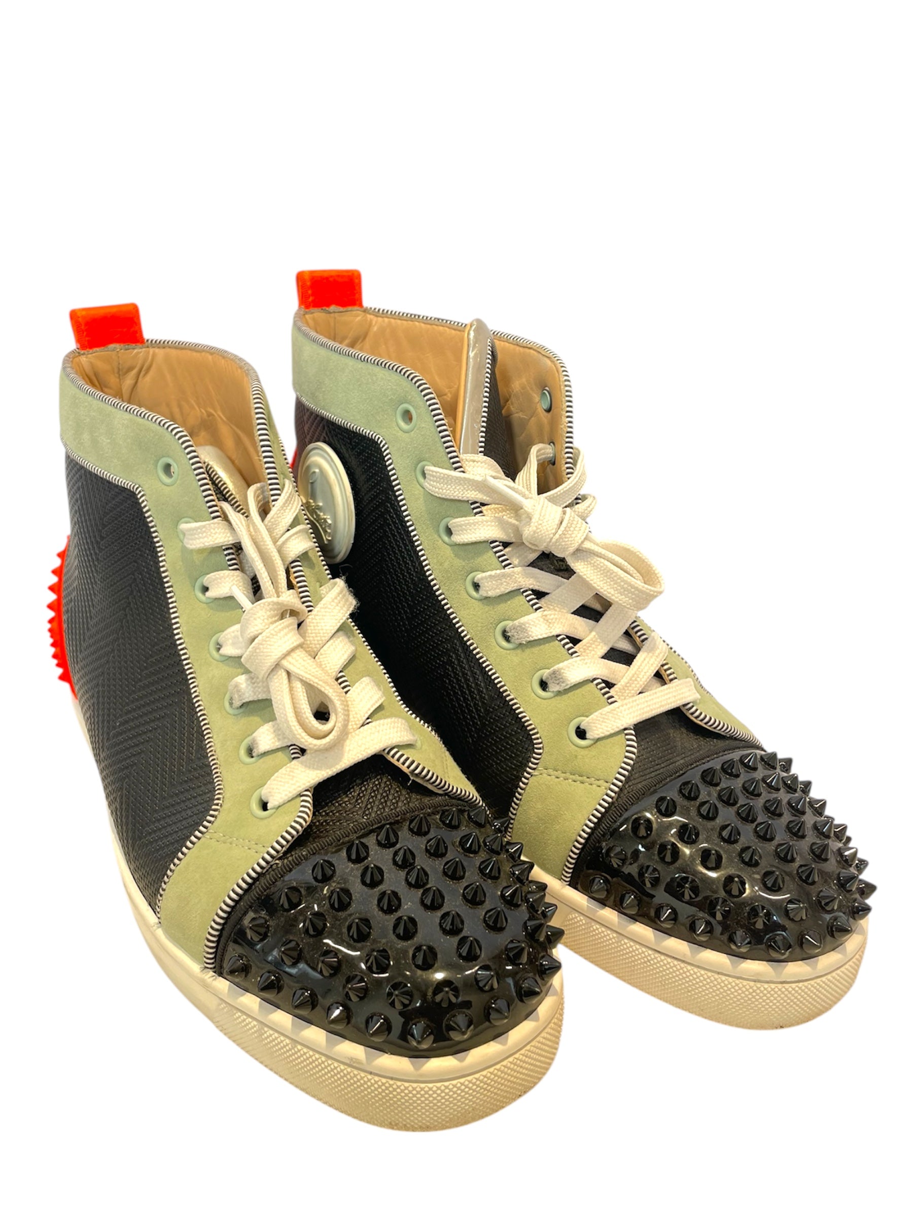 Christian Louboutin/Hi-Sneakers/EU 42/GRN/neon orange heel/studded view 1