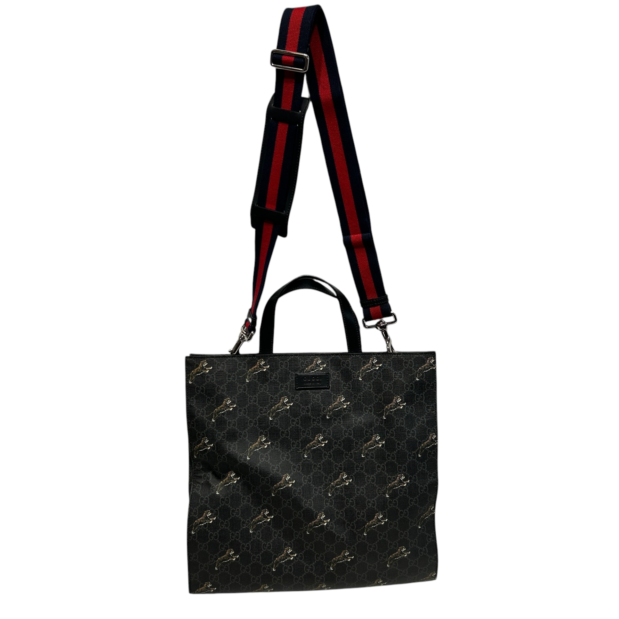 GUCCI/Tote Bag/OS/All Over Print/Leather/BLK/Soft GG Supreme Bestiary Tiger view 1