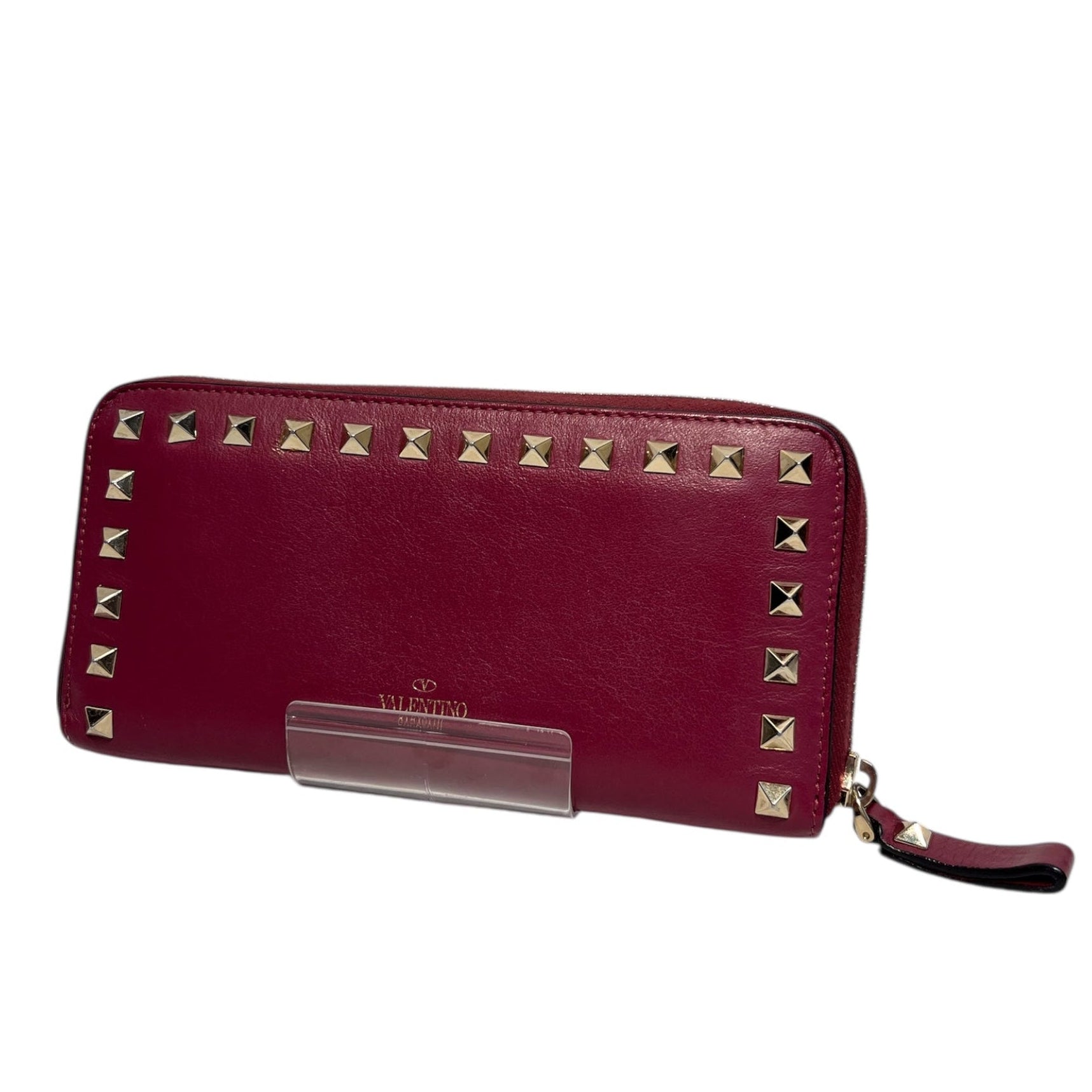 VALENTINO GARAVANI/Long Wallet/Leather/PNK/ROCK STUD Magenta Long Wallet view 1