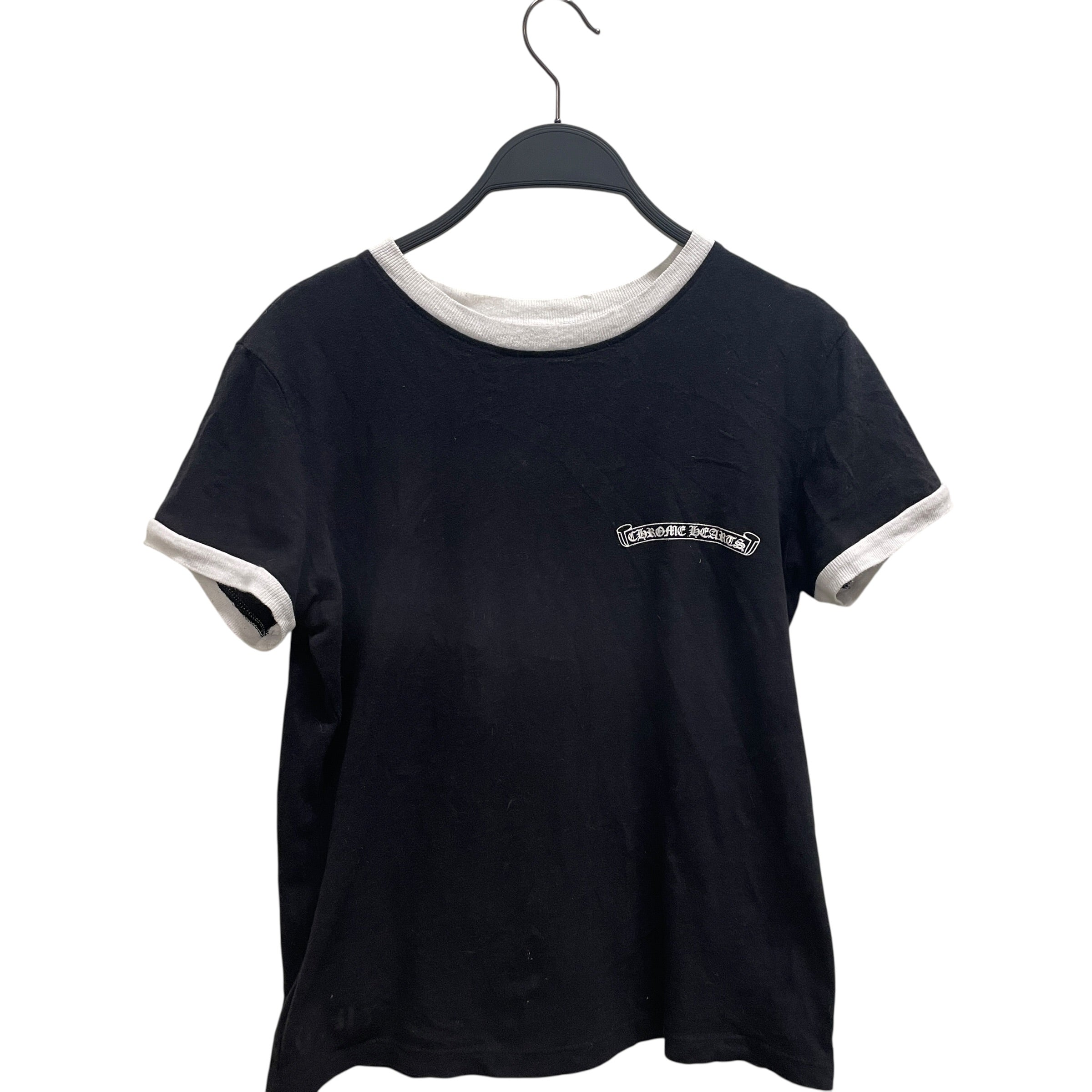 CHROME HEARTS/T-Shirt/XS/Cotton/BLK/WHT TRIM LOGO BABY TEE view 1