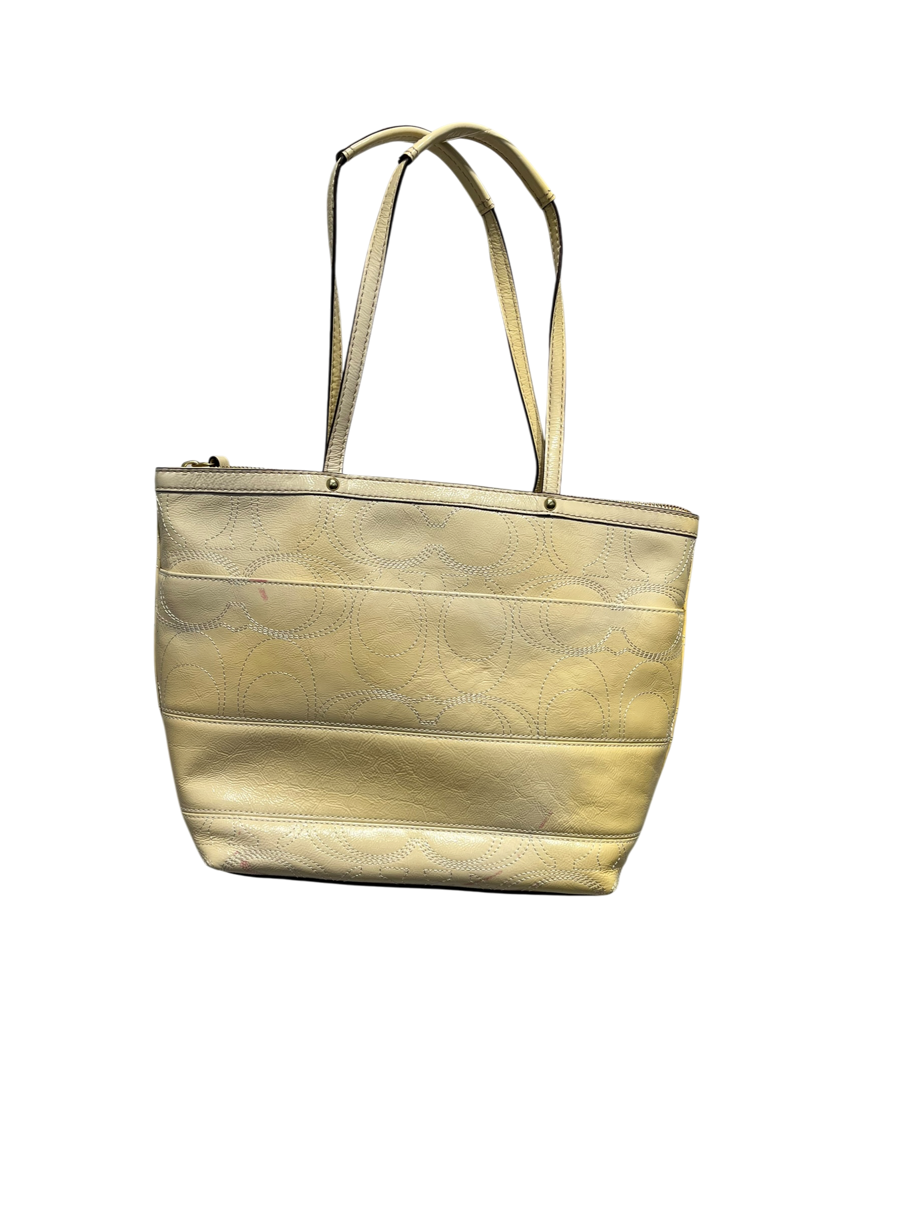COACH/Tote Bag/Leather/YEL/Patent Yellow Stitch view 2