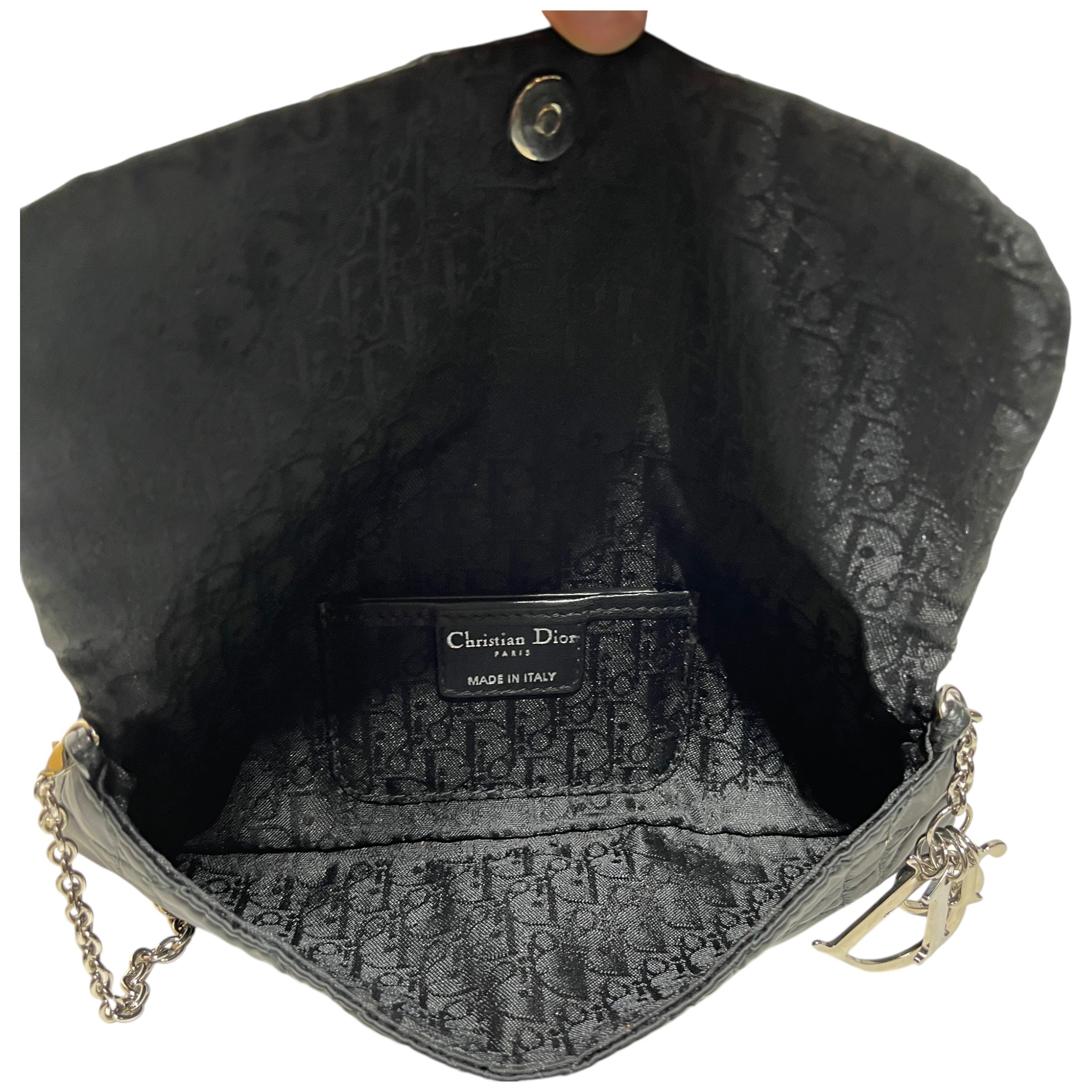Christian Dior/Cross Body Bag/Cotton/BLK/LADY DIOR CANNAGE/ SILVER view 5