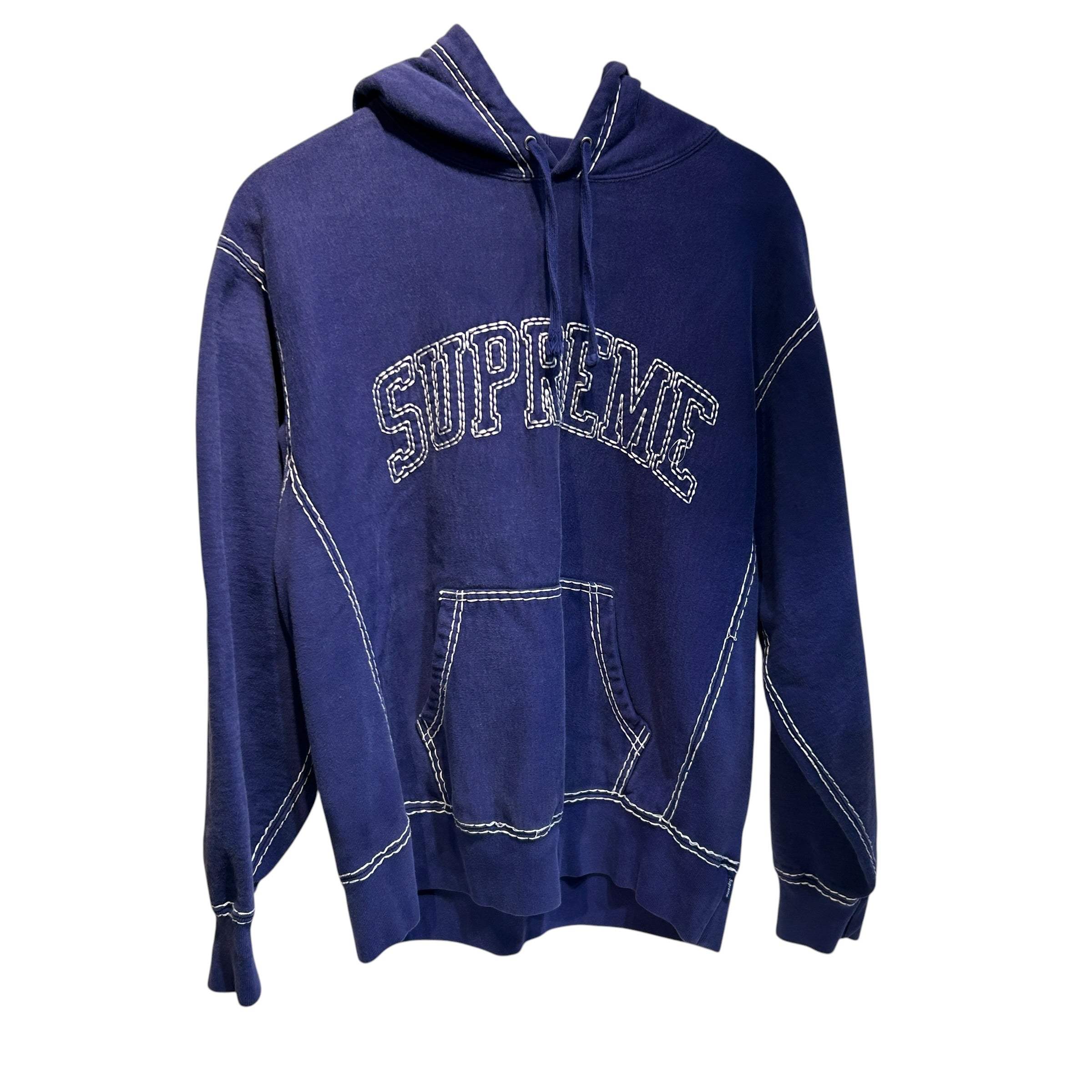 Supreme/Hoodie/M/Cotton/NVY/contrast stitch view 1