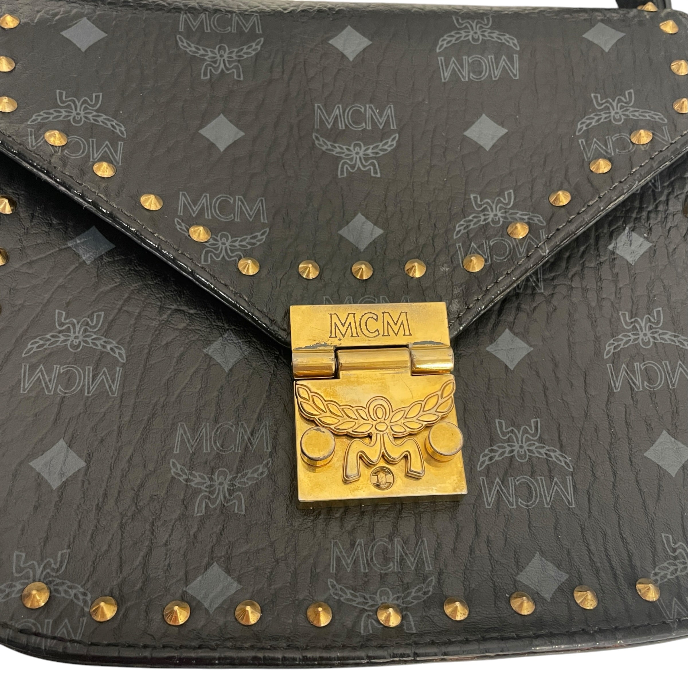 MCM/Cross Body Bag/Monogram/Leather/BLK/GLD HARDWARE BLK PINCH CLASP view 6