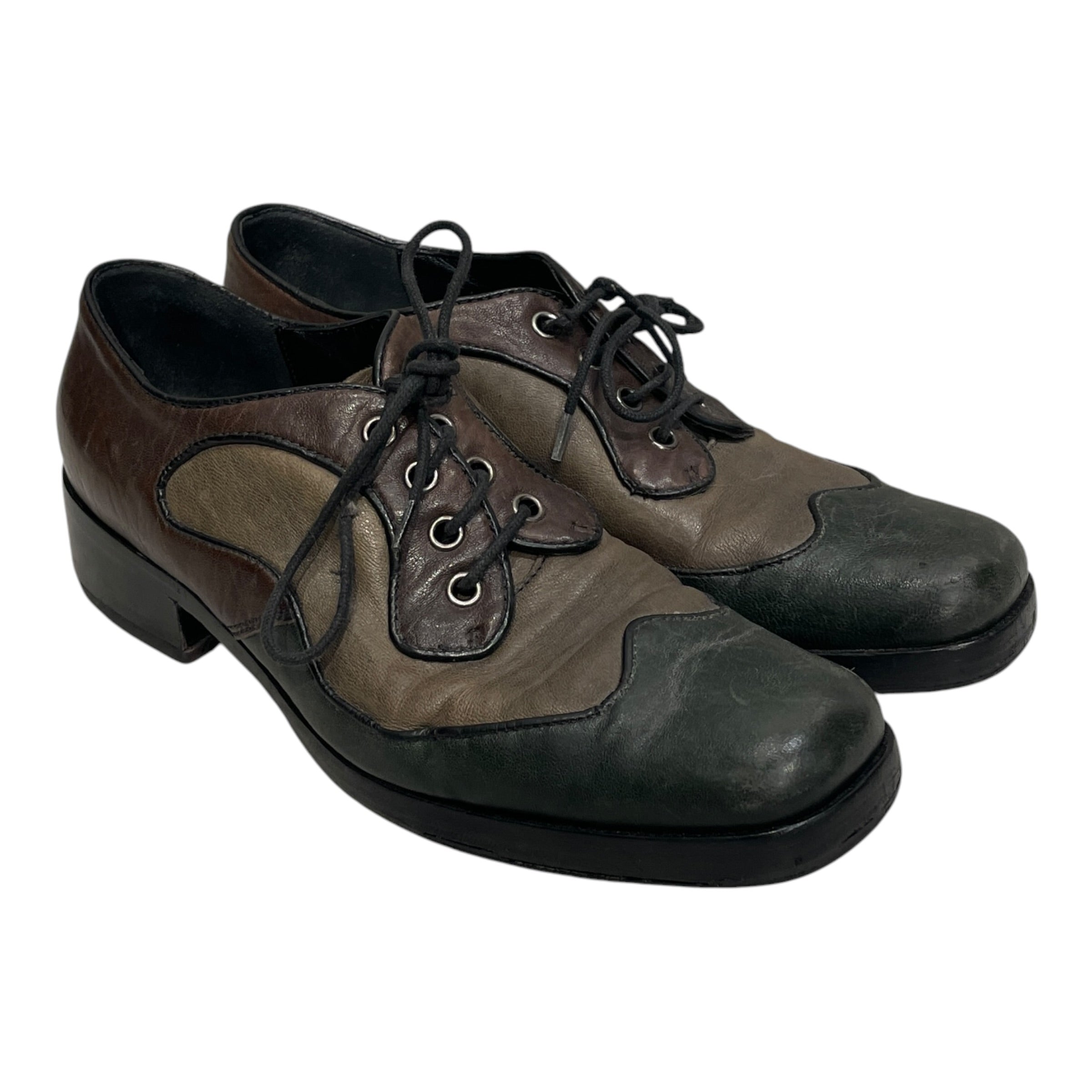 MIU MIU/Dress Shoes/EU 37/Leather/MLT/BRWN/BLK/GRN HEELED DERBY view 1