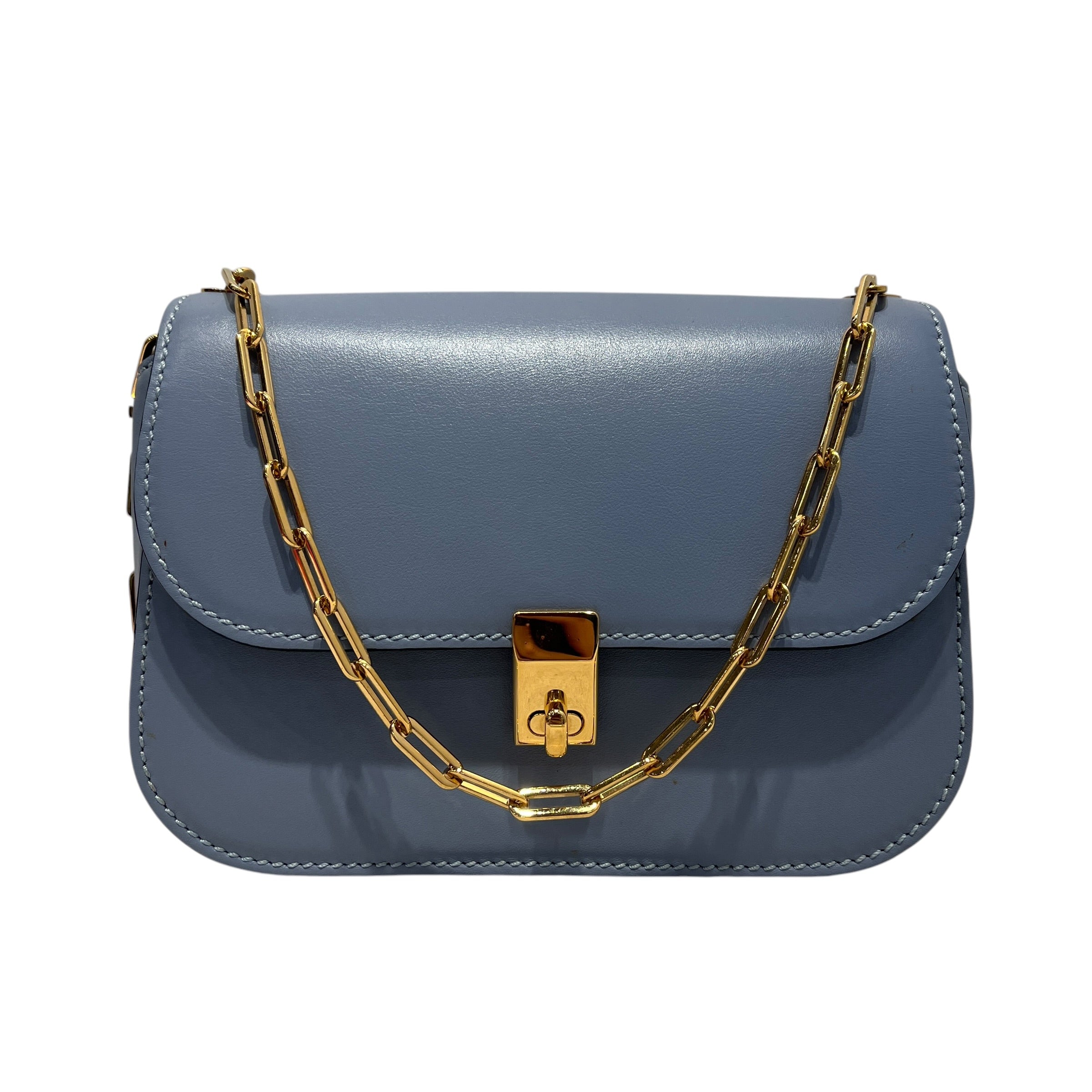 VALENTINO GARAVANI/Cross Body Bag/Leather/IDG/Blue Smooth Leather Chain Link view 1