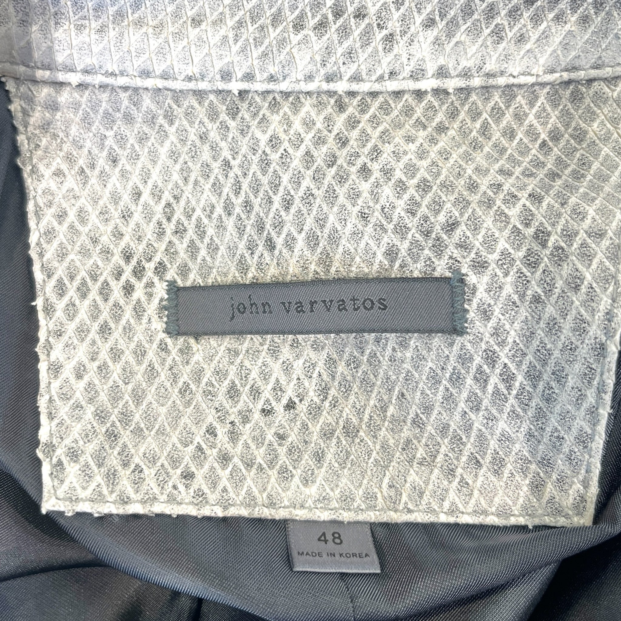 john varvatos/Leather Jkt/48/Sheepskin/GRY/Single Breasted/Animal Pattern/DIAMOND LAZER CUT TRUCKER view 3