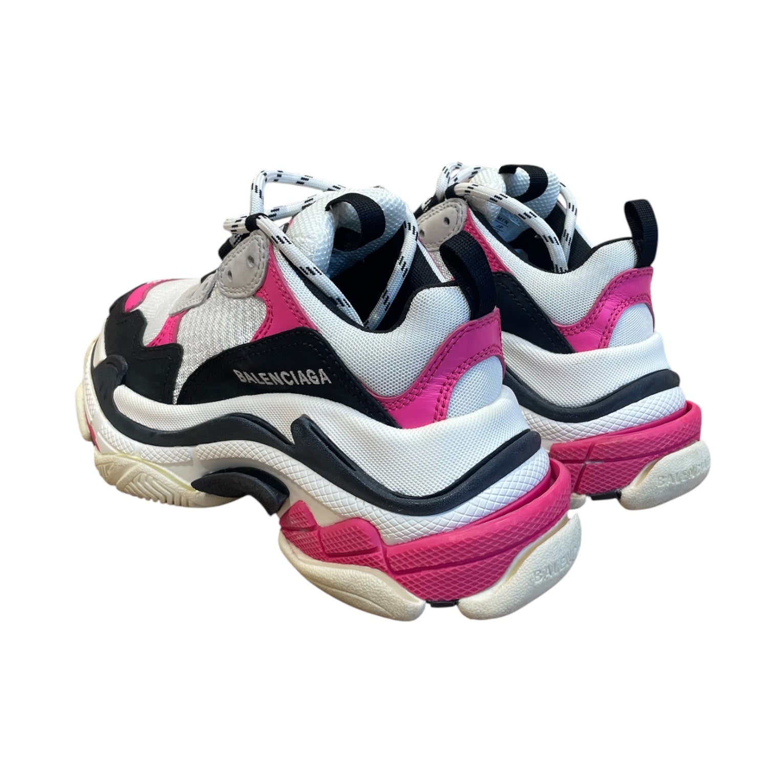 BALENCIAGA/Low-Sneakers/US 5/Cotton/WHT/triple s/pnk accent/whi blk la view 2