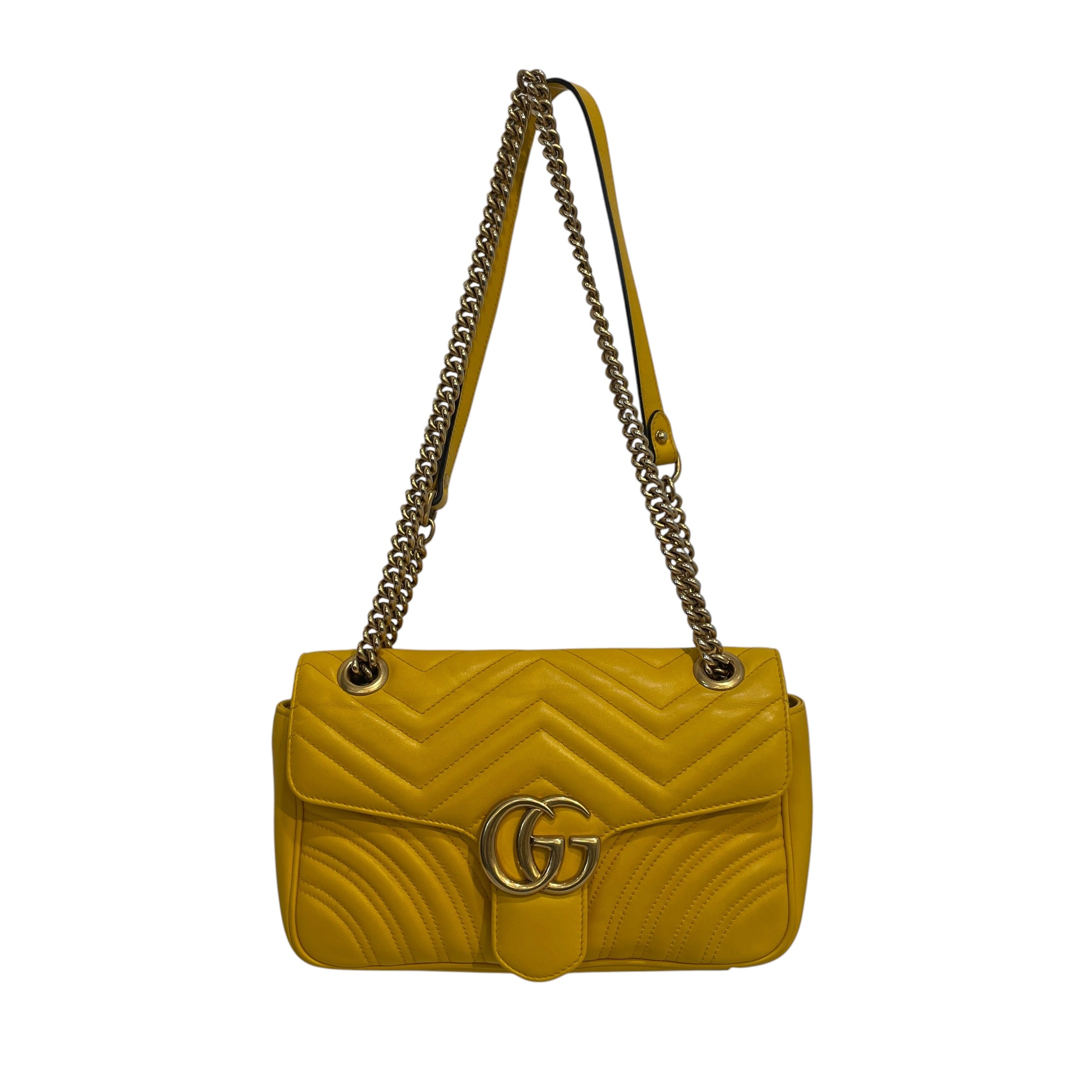 GUCCI/Cross Body Bag/Leather/YEL/Matelasse GG Marmont Small Bag view 1