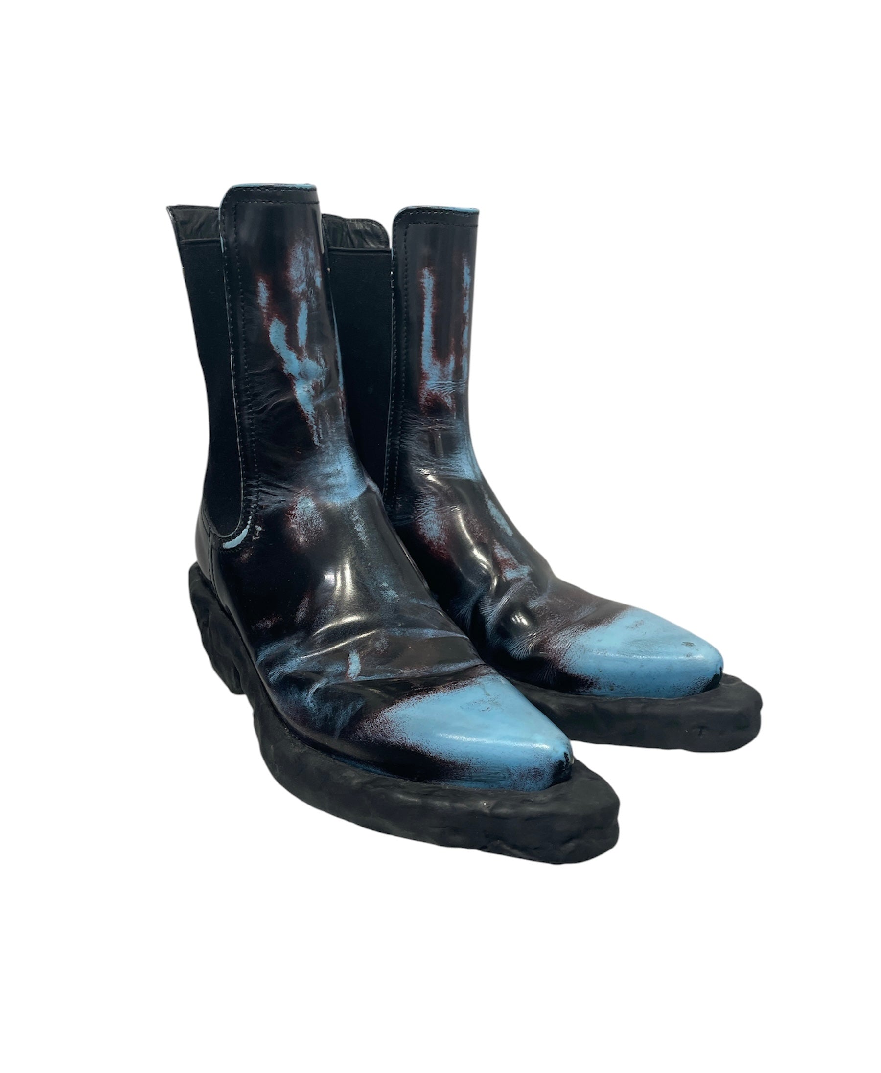 camper/Cowboy Boots/EU 41/All Over Print/Nylon/BLU/three tone leather mold view 1