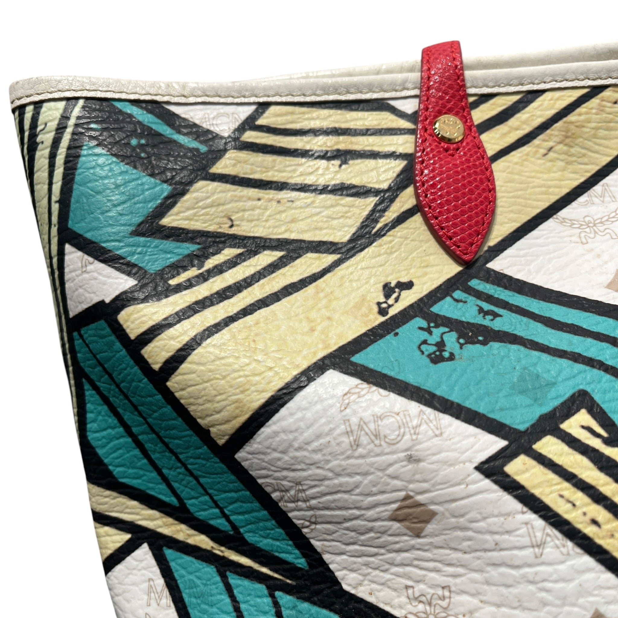 MCM/Tote Bag/Monogram/Leather/WHT/ABSTRACT MONOGRAM VISETOS/RED view 11