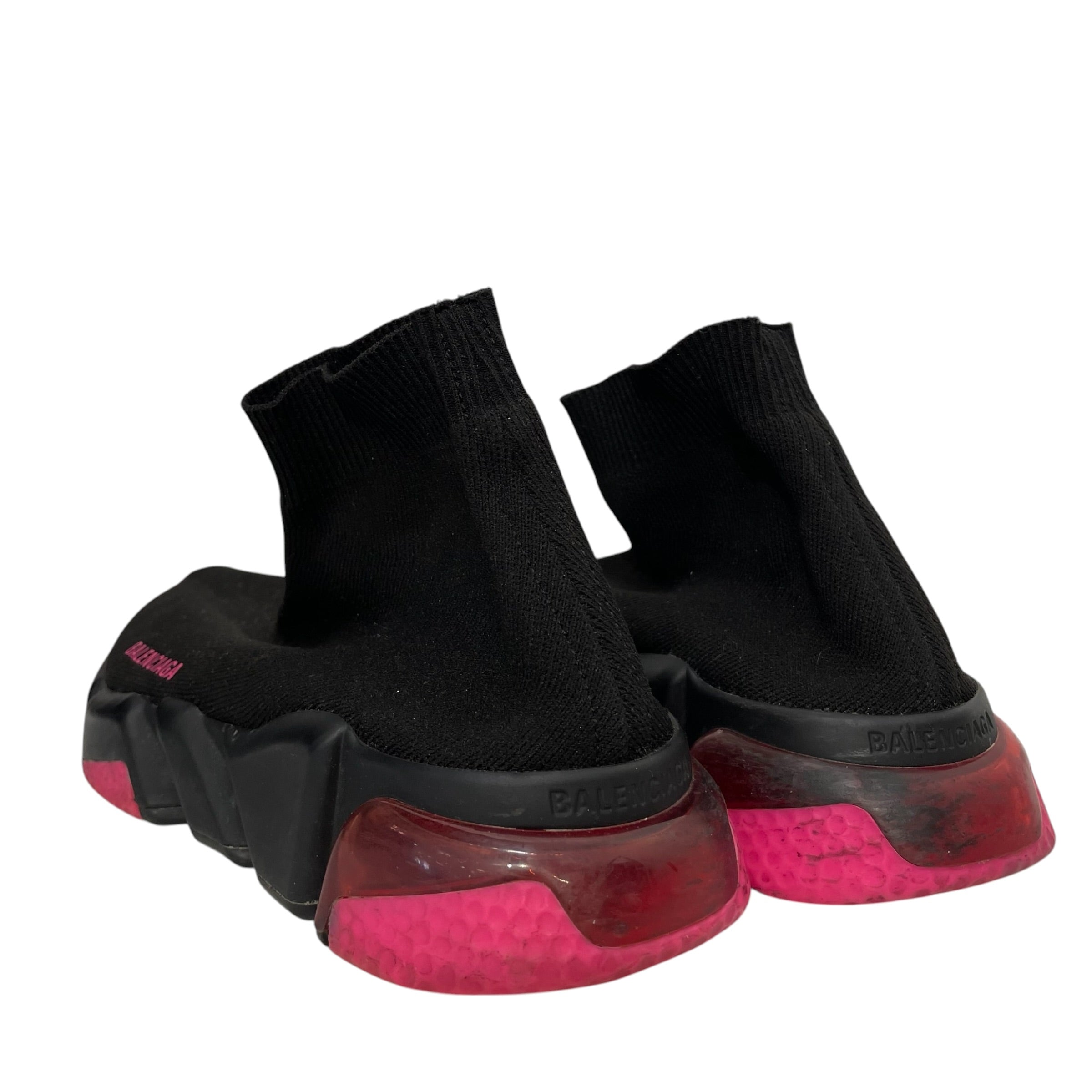 BALENCIAGA/Hi-Sneakers/US 8/Cotton/BLK/BLACK AND PINK SPEED TRAINER view 2