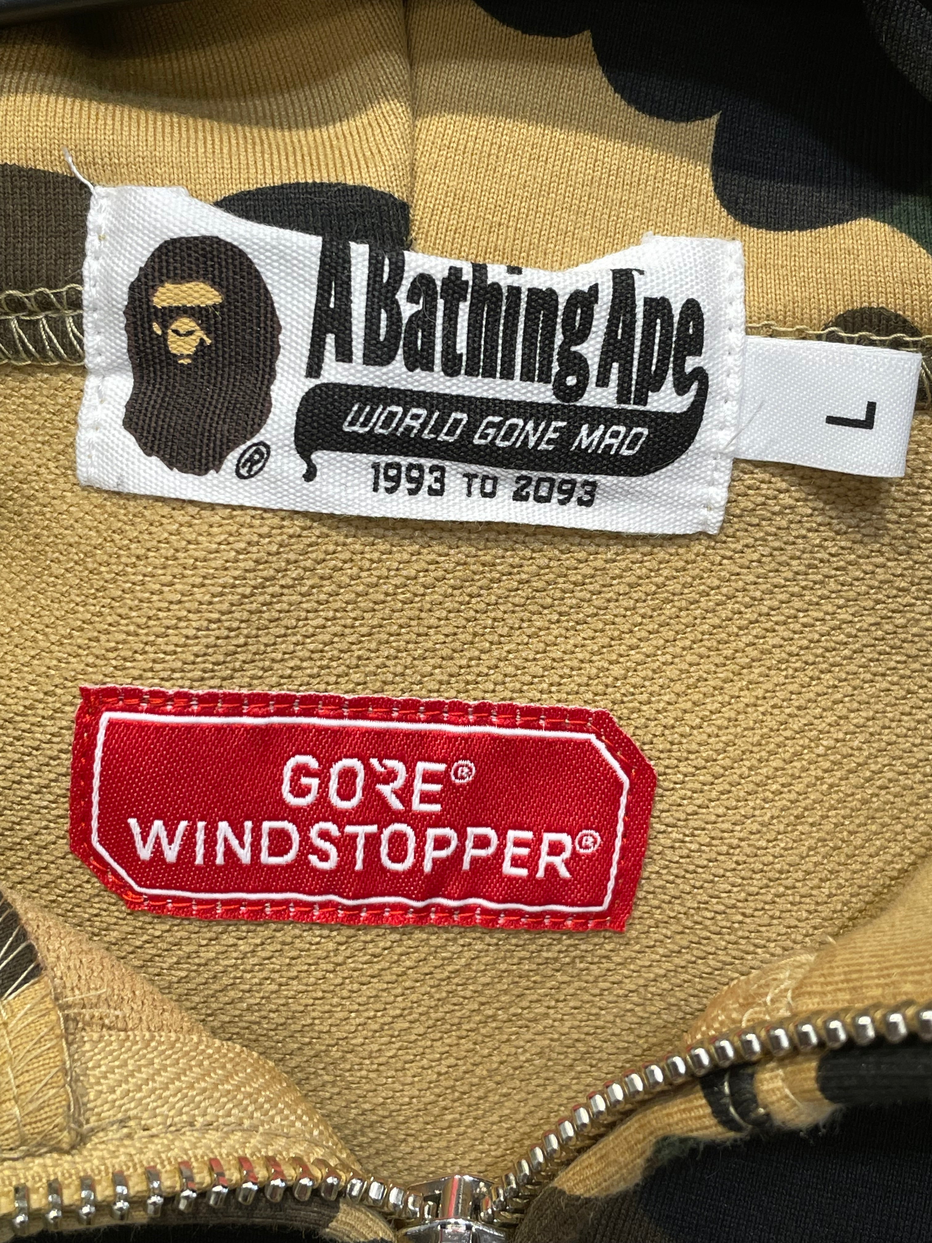 A BATHING APE/Zip Up Hoodie/L/Camouflage/Cotton/GRN/gore windstopper view 3
