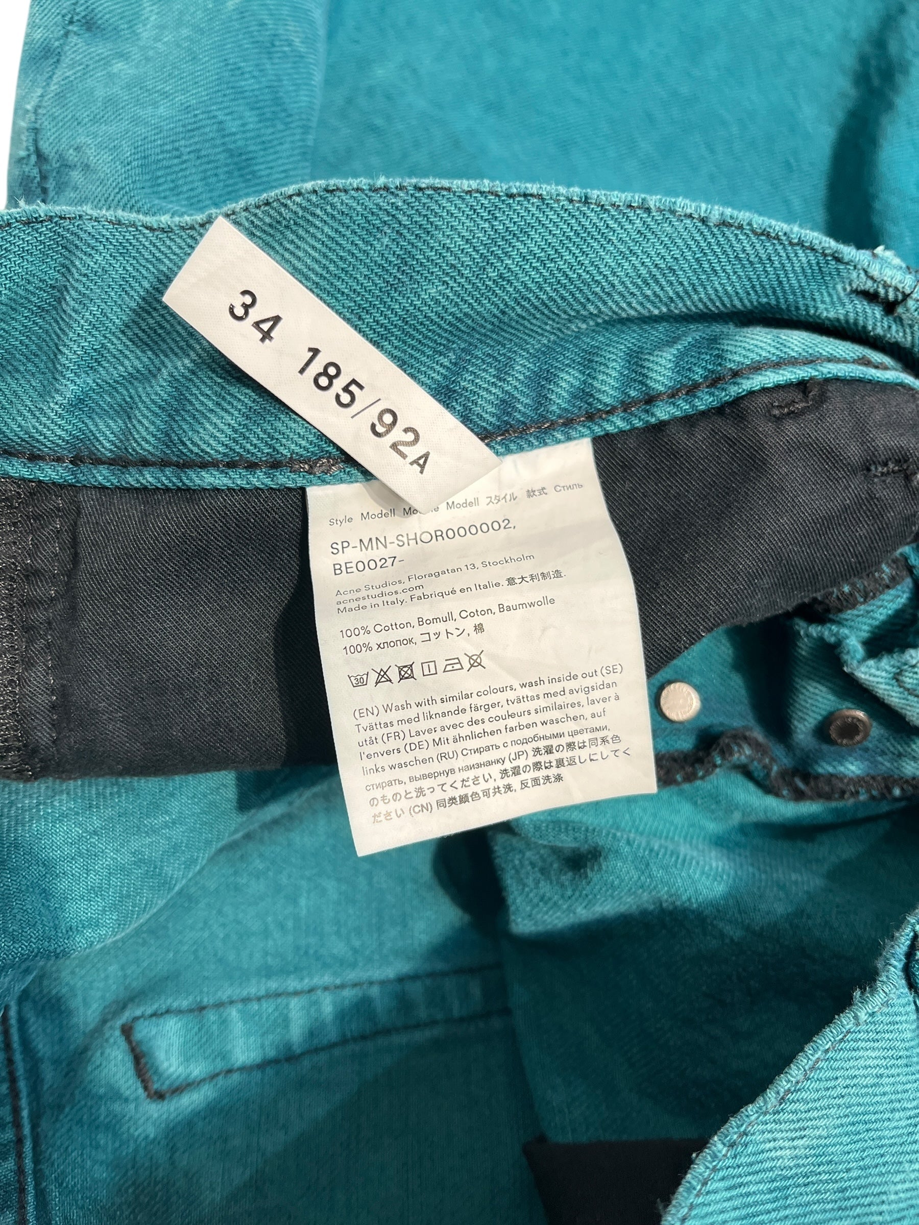 Acne Studios/Shorts/34/Denim/GRN/distressed green denim view 3