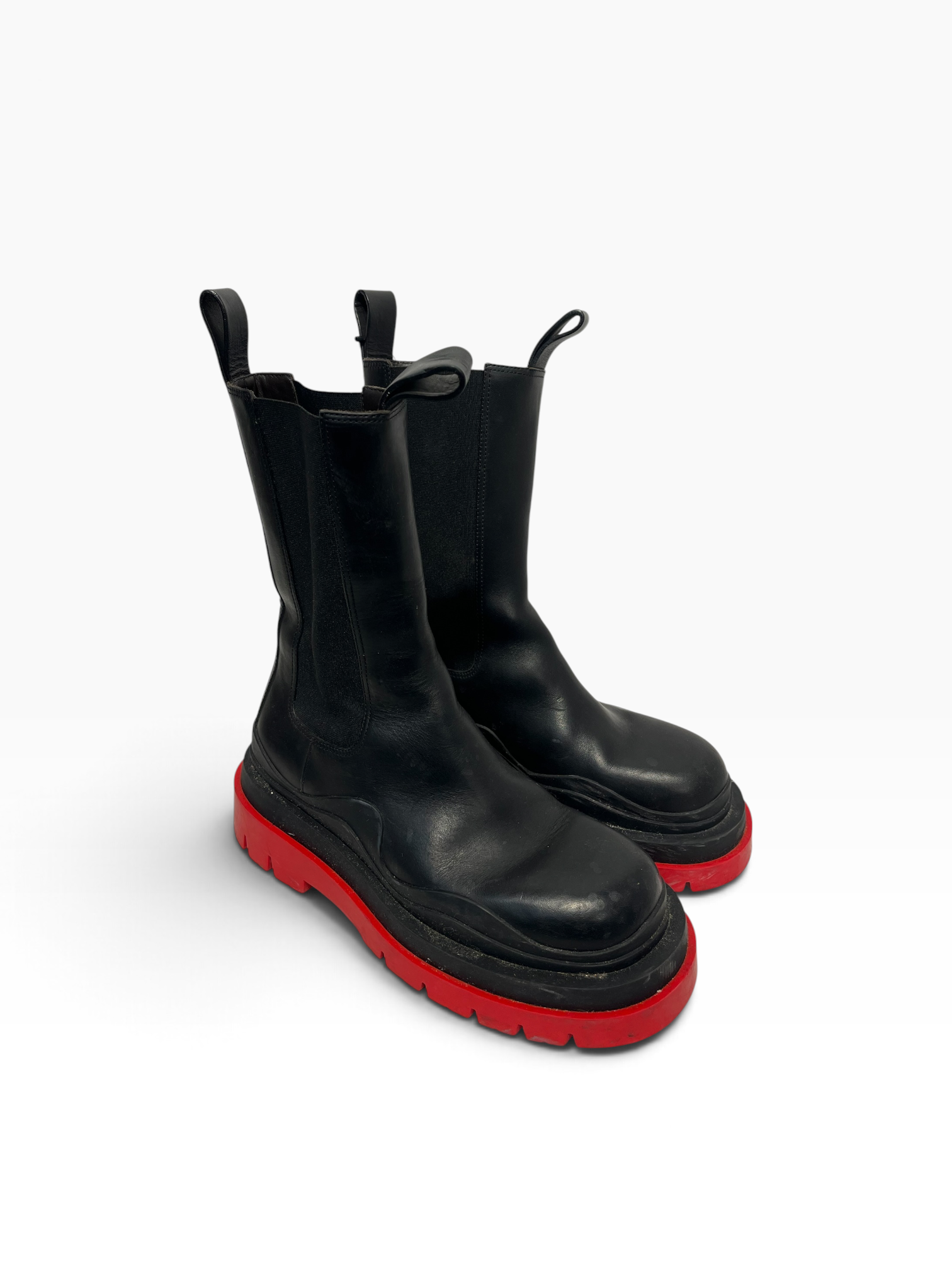 BOTTEGA VENETA/Long Boots/EU 38.5/Leather/BLK/Chelsea Red sole view 1