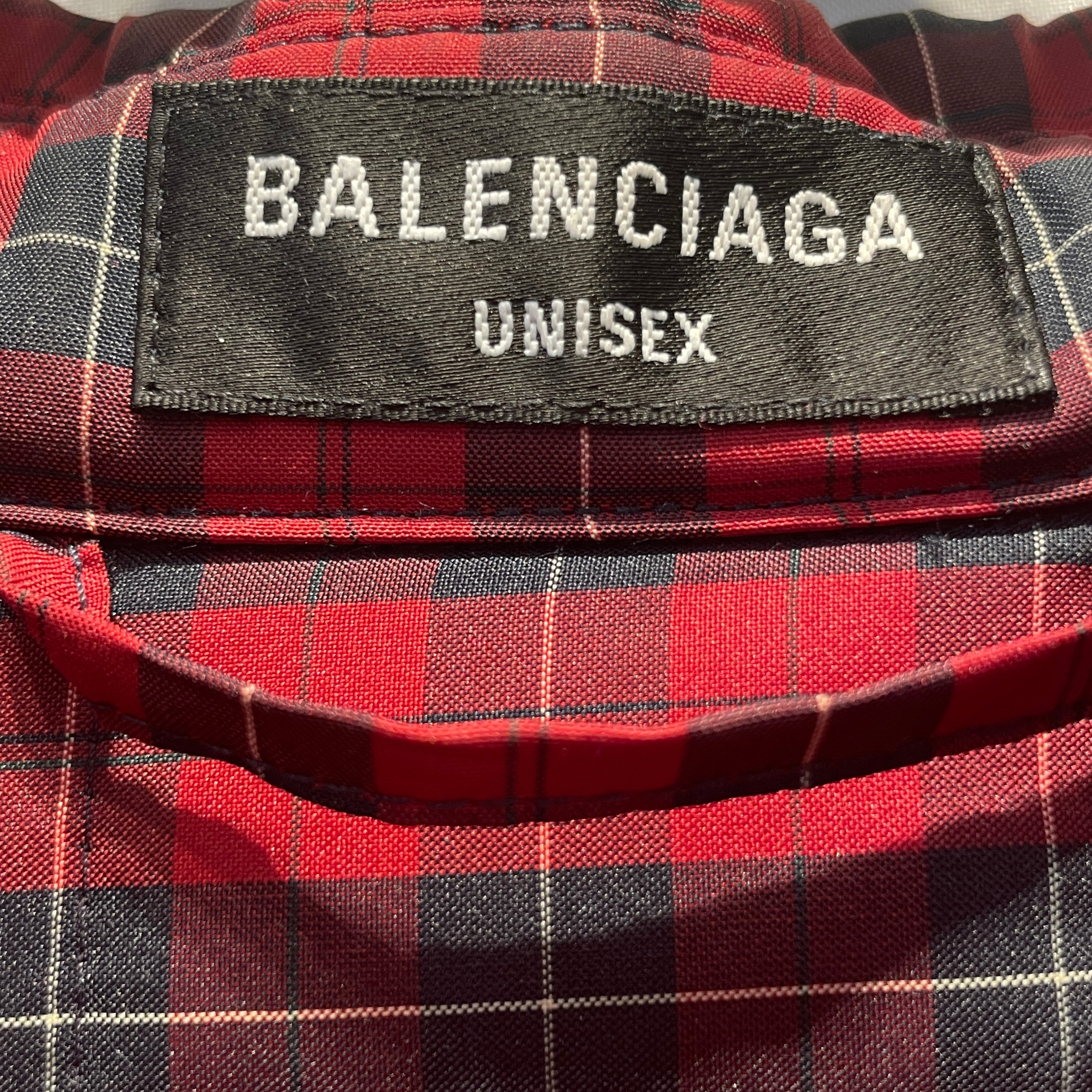 BALENCIAGA/Flannel Shirt/52/Polyester/RED/Plaid/flannel puffer view 3