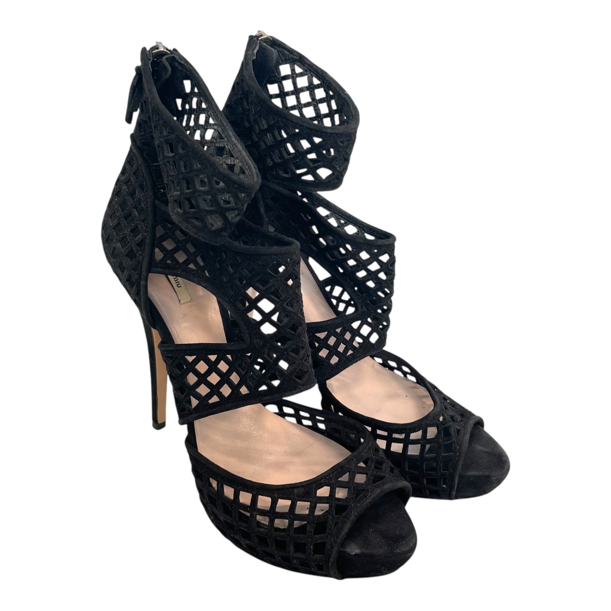 MIU MIU/Heels/US 8/BLK/cut out caged heels view 1
