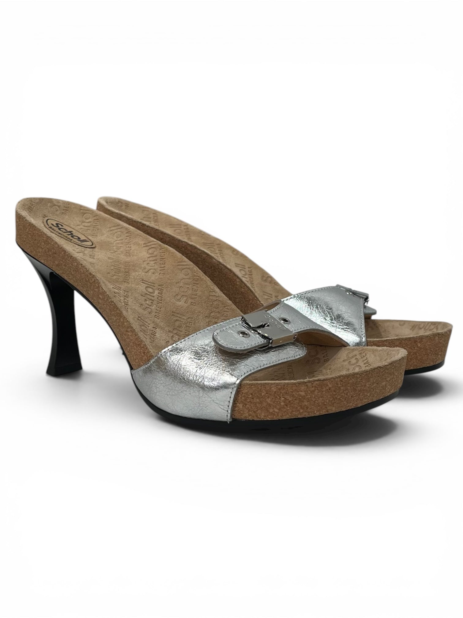BALENCIAGA/Dr.Scholl/Heels/EU 40/Leather/SLV/Open-Toe/SUEDE SOLE/ BUCKLE view 1