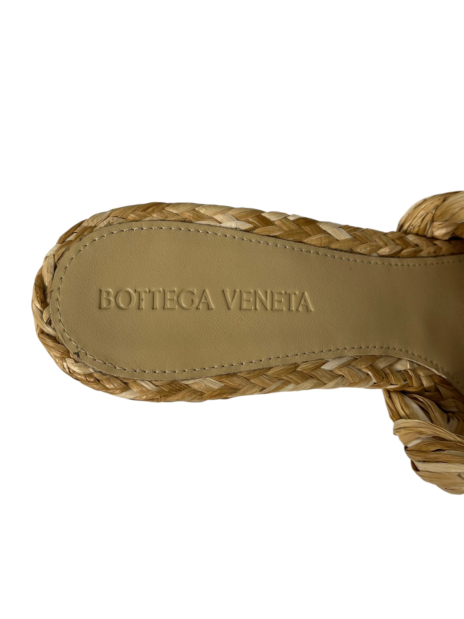 BOTTEGA VENETA/Heels/EU 37/BEG/Open-Toe/hay twine front square view 5