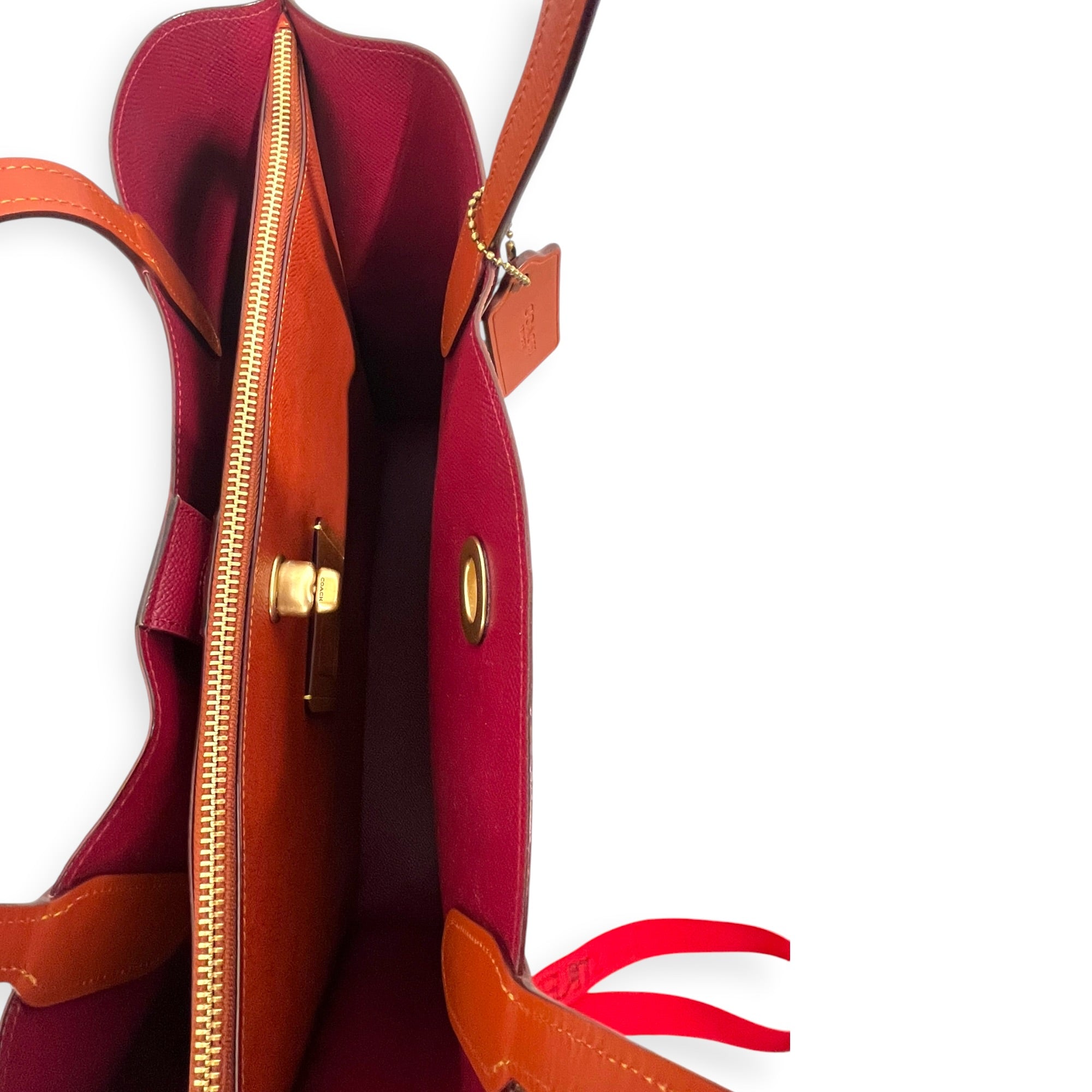 COACH/Bag/Monogram/Leather/BRW/red interior twist closure view 7