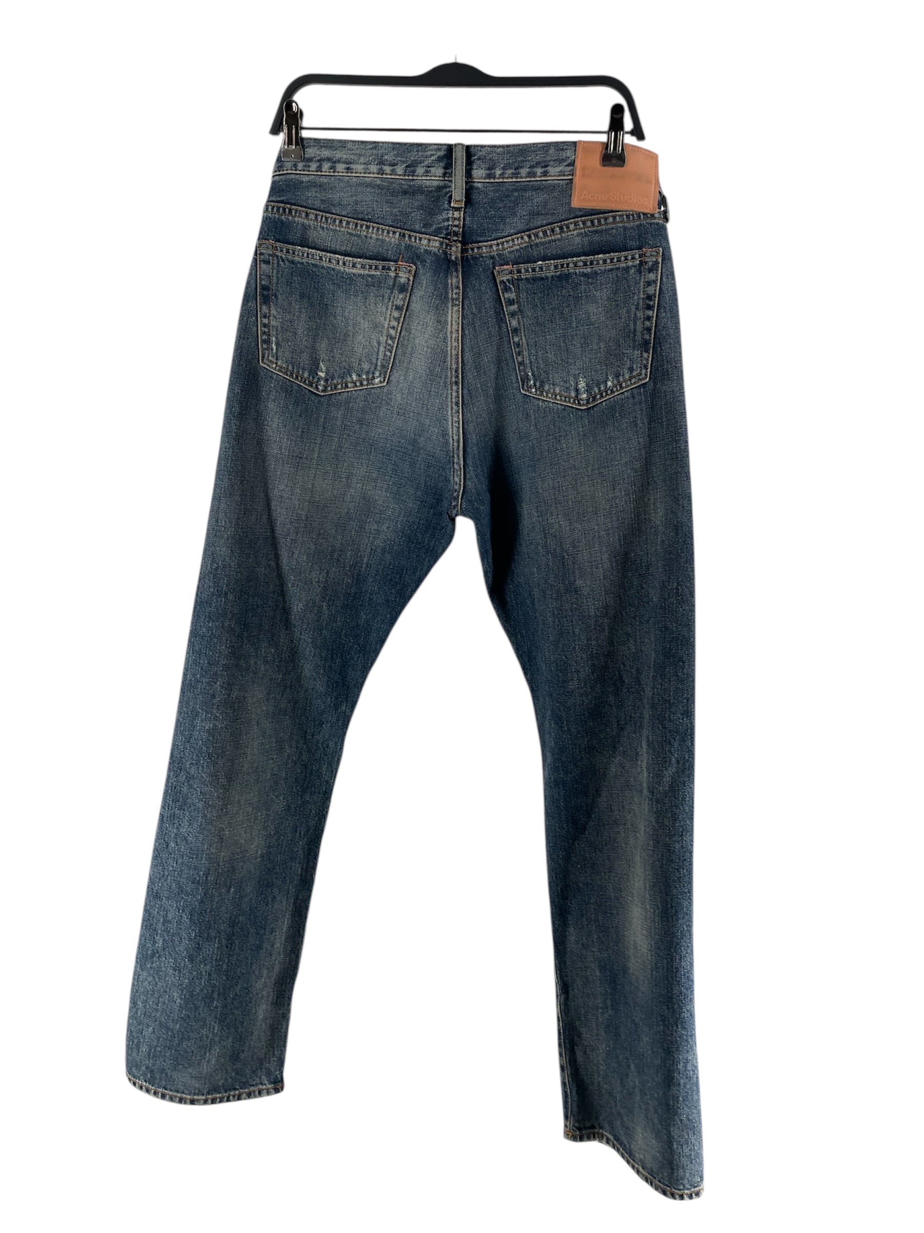Acne Studios/Straight Pants/32/Cotton/BLU/Distressed/1996 MID TORN JEANS - B00241 view 2