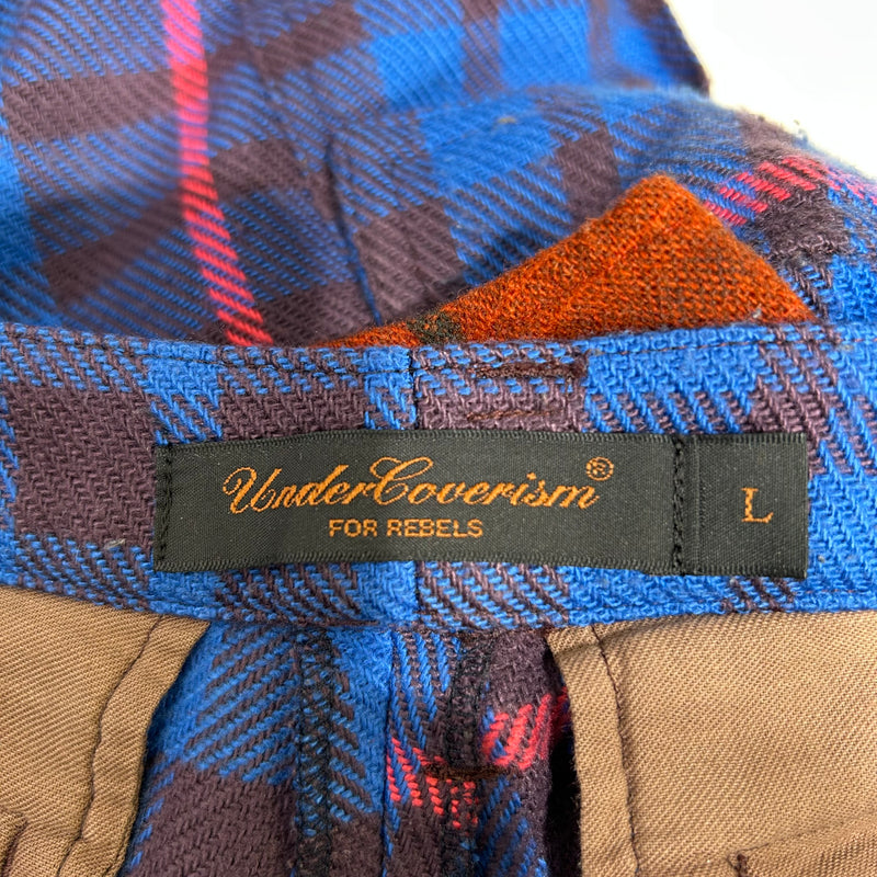 UNDERCOVER/Pants/L/Cotton/BLU/Plaid/HYBRID PLAID PANT