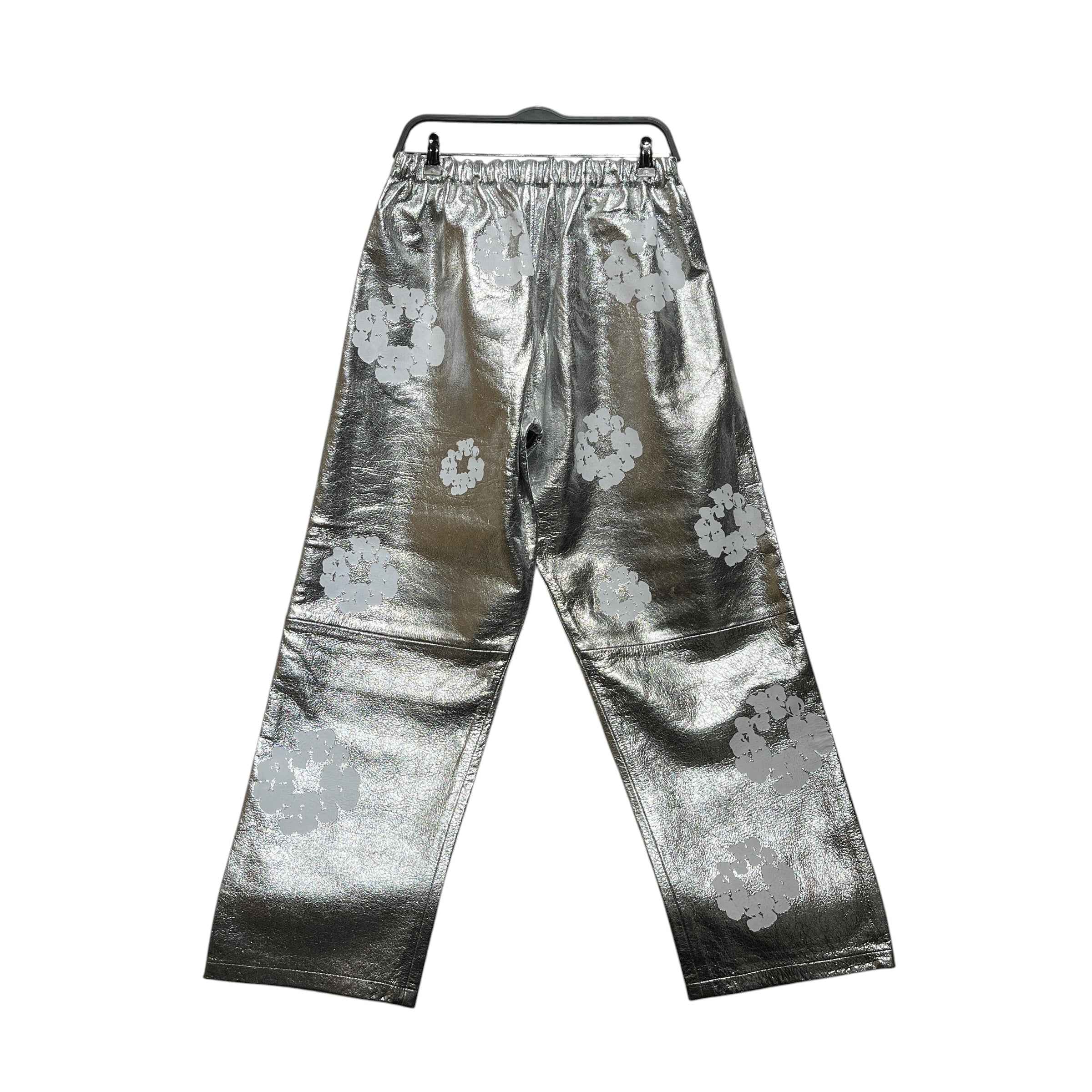 DENIM TEARS/Straight Pants/M/Leather/SLV/Leather Wreath Sweats Silver view 2