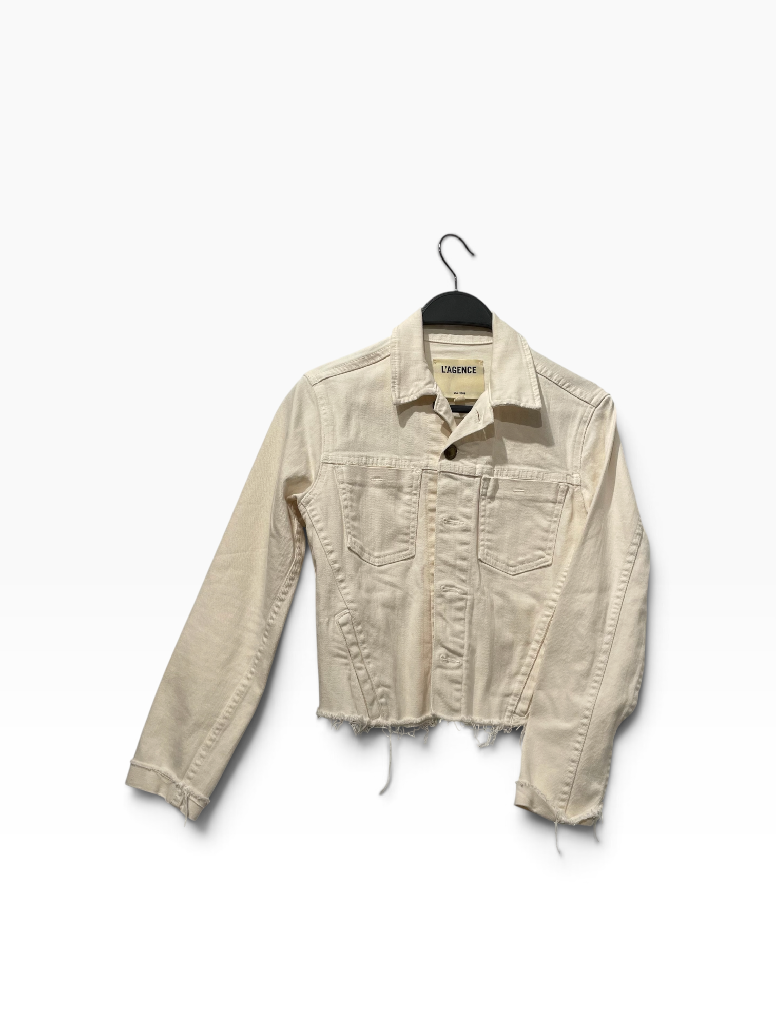 L'AGENCE/Denim Jkt/XS/Denim/WHT/L'AGENCE White Denim Crop Jck view 1