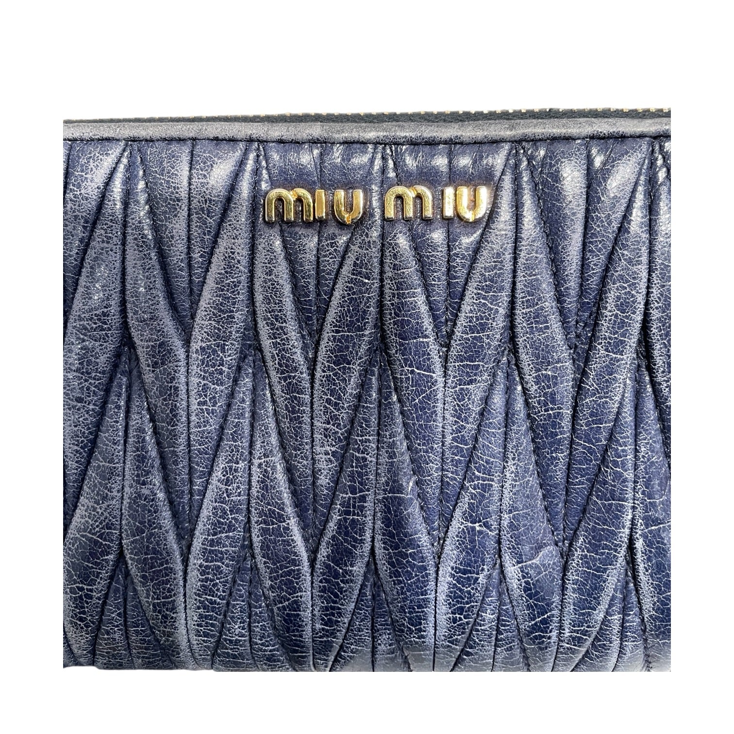 MIU MIU/Long Wallet/Leather/IDG/L's/PELLE BLU MATELASSE view 3