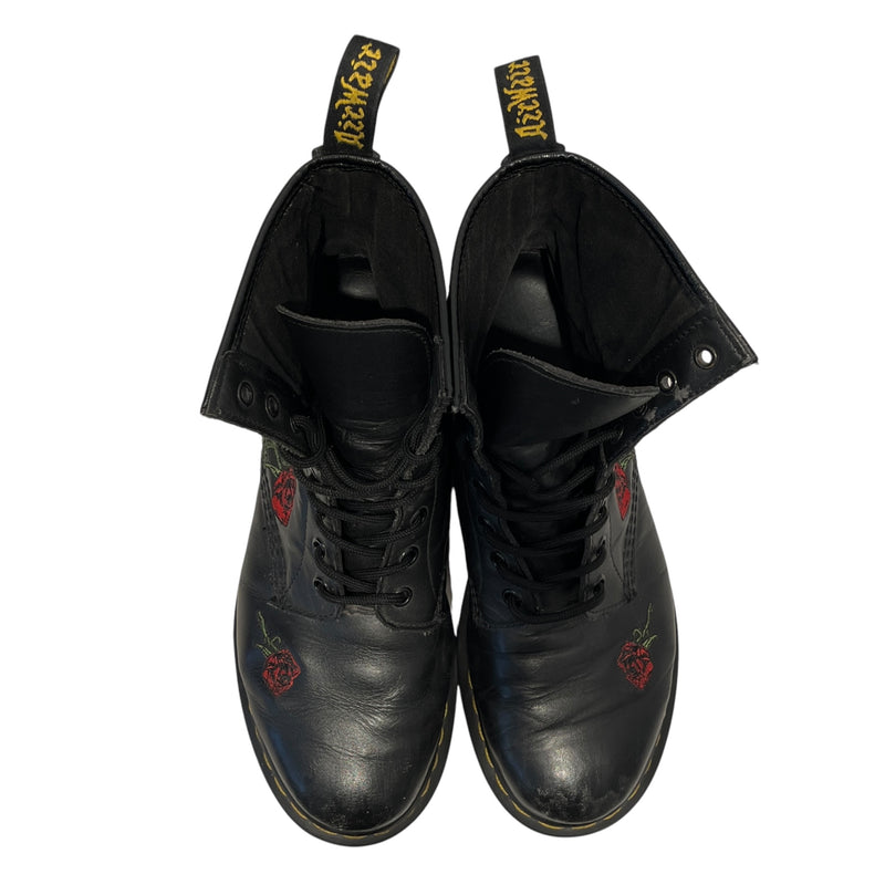 Dr.Martens/Lace Up Boots/US 8/Leather/BLK/Rose Lace Up Boot