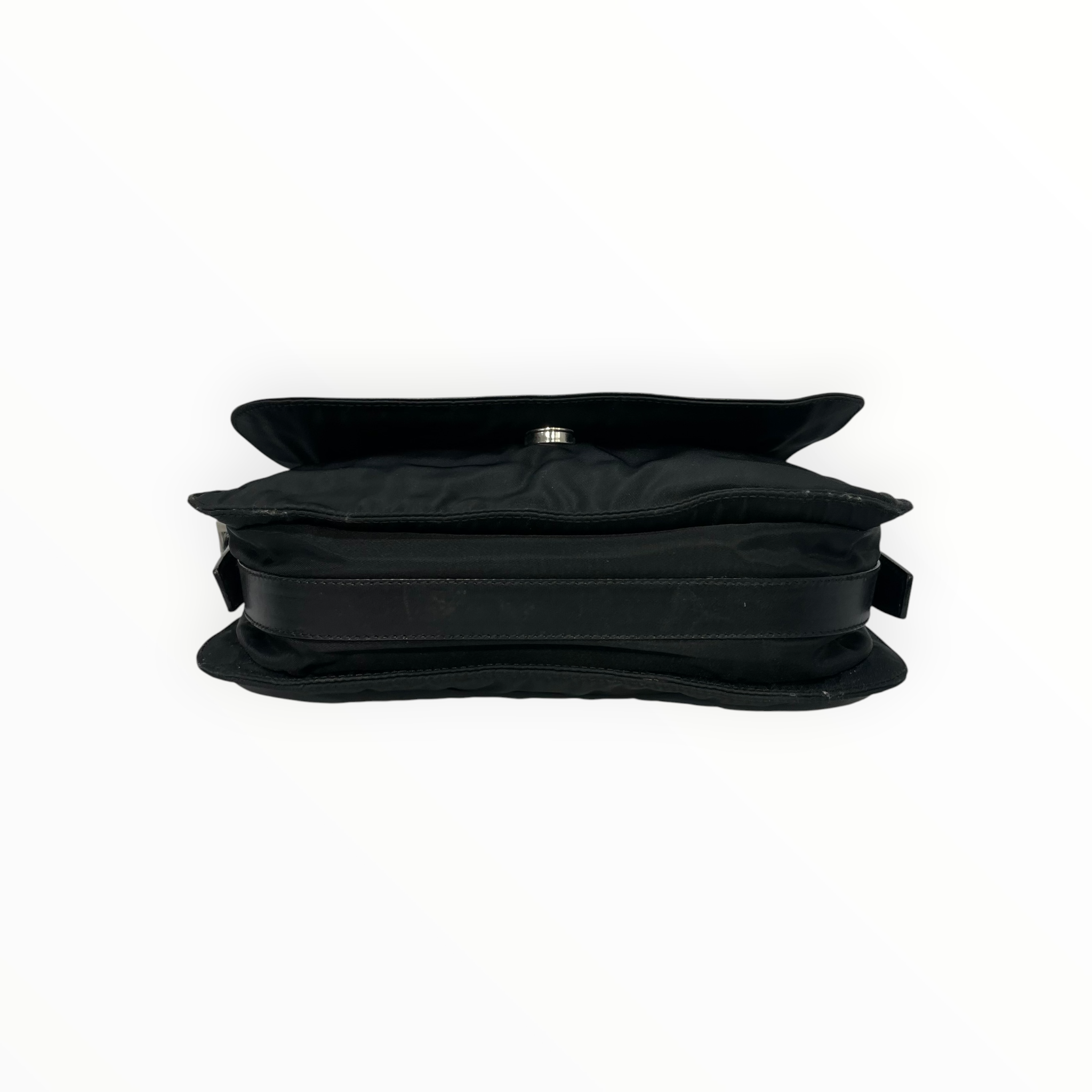 PRADA/Bag/Nylon/BLK/leather flap messenger vintage view 3