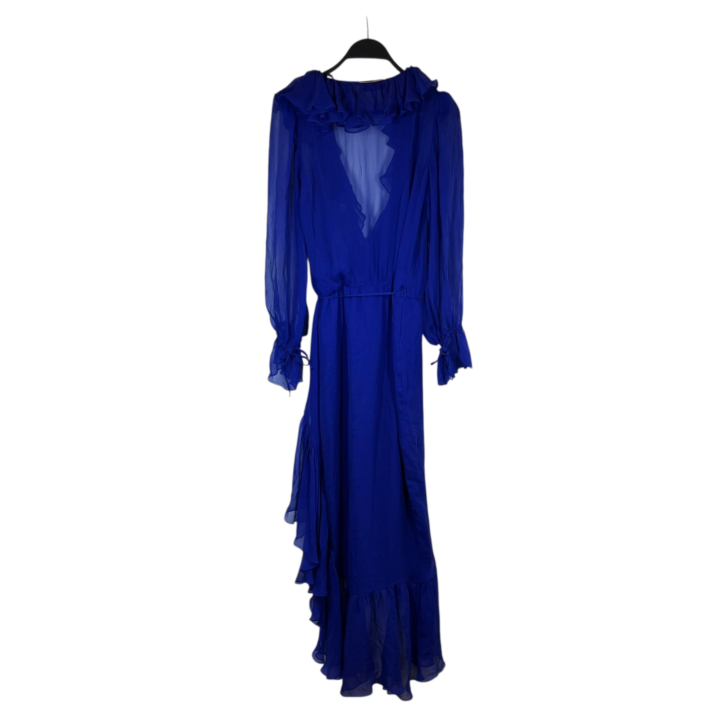 SAINT LAURENT/Dress/38/Silk/BLU/RUFFLED SILK CHIFFON WRAP MIDI view 2