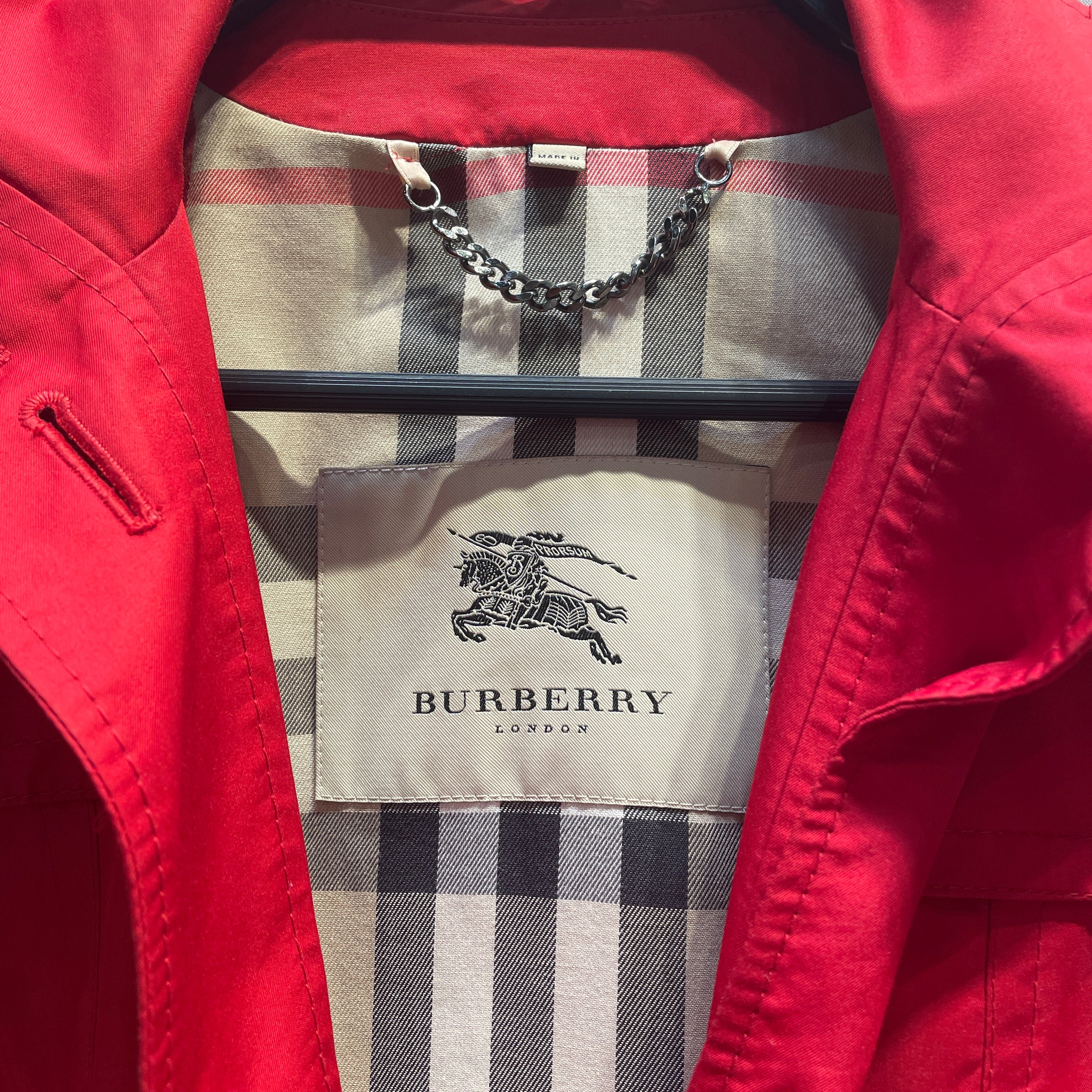 BURBERRY LONDON/Trench Coat/Nylon/RED/BLACK BUTTONS view 3
