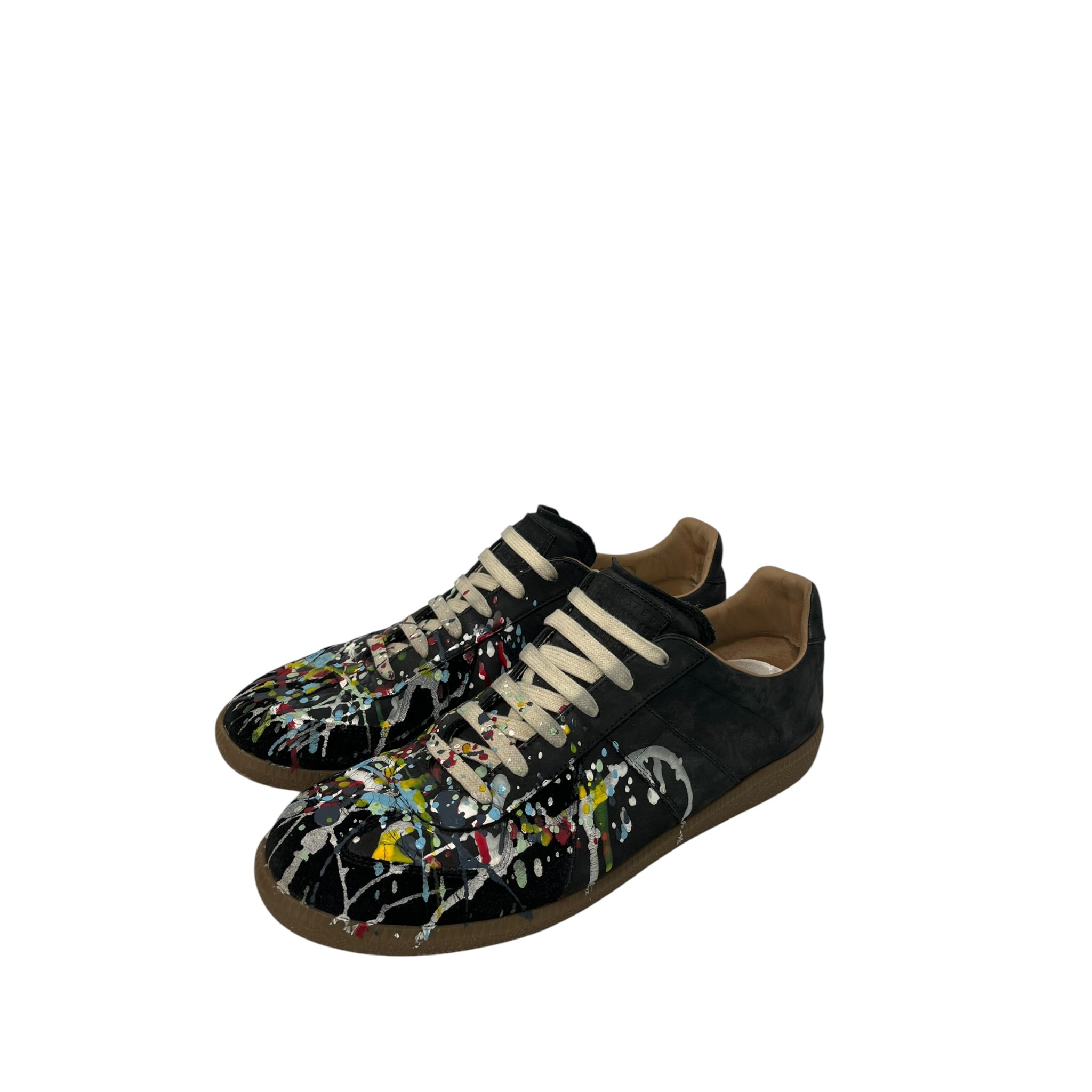 Maison Margiela/Low-Sneakers/EU 44/Leather/BLK/PAINT SPLATTER SUEDE FRONT view 4