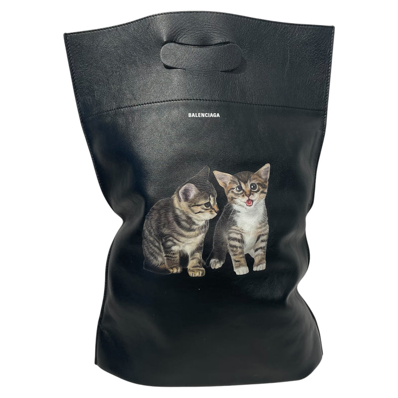 BALENCIAGA/Clutch Bag/L/Leather/BLK/BALENCIAGA CAT BAG