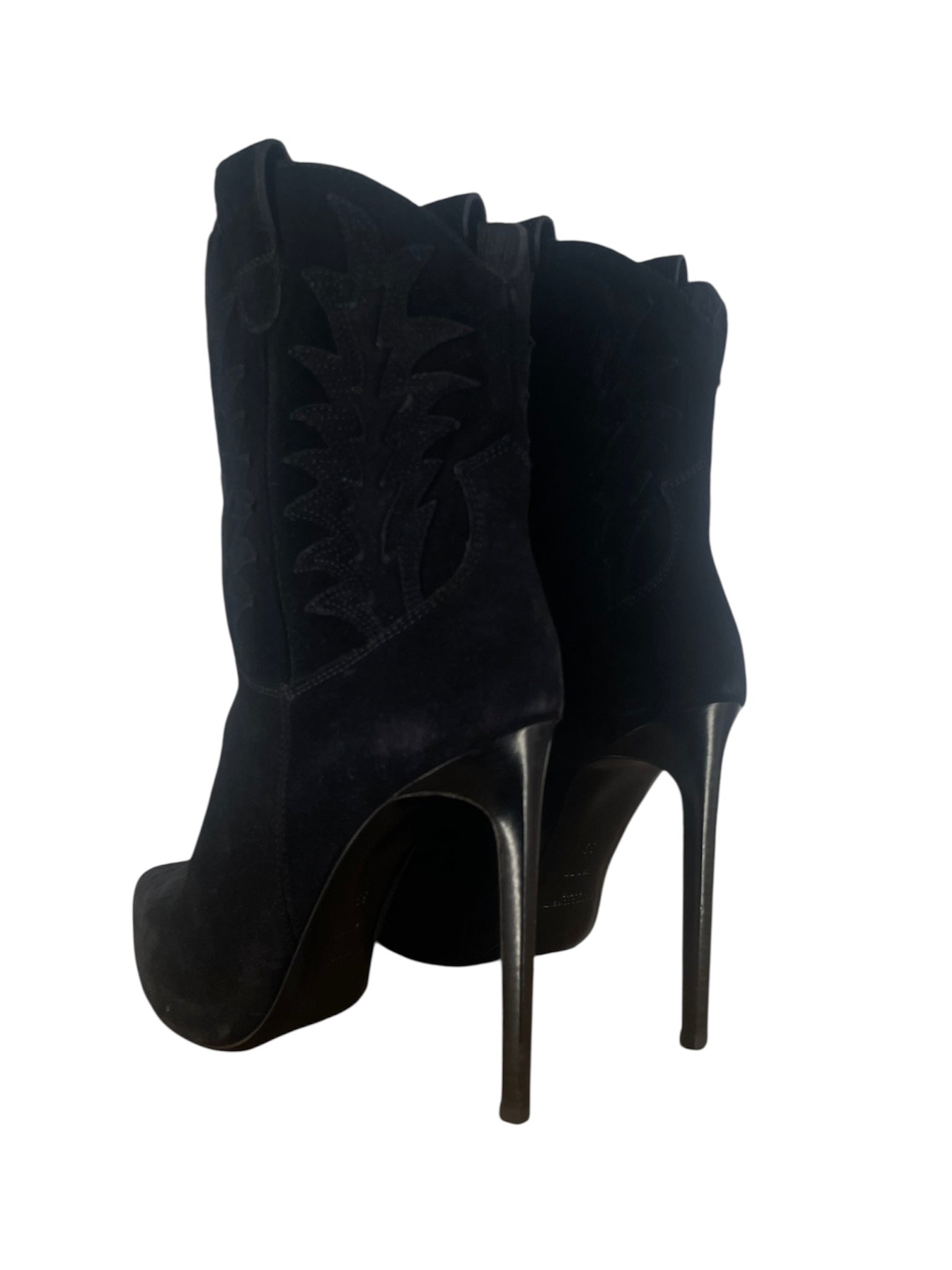 SAINT LAURENT/Heels/EU 39/Suede/BLK/HEELED COWBOY BOOT view 2