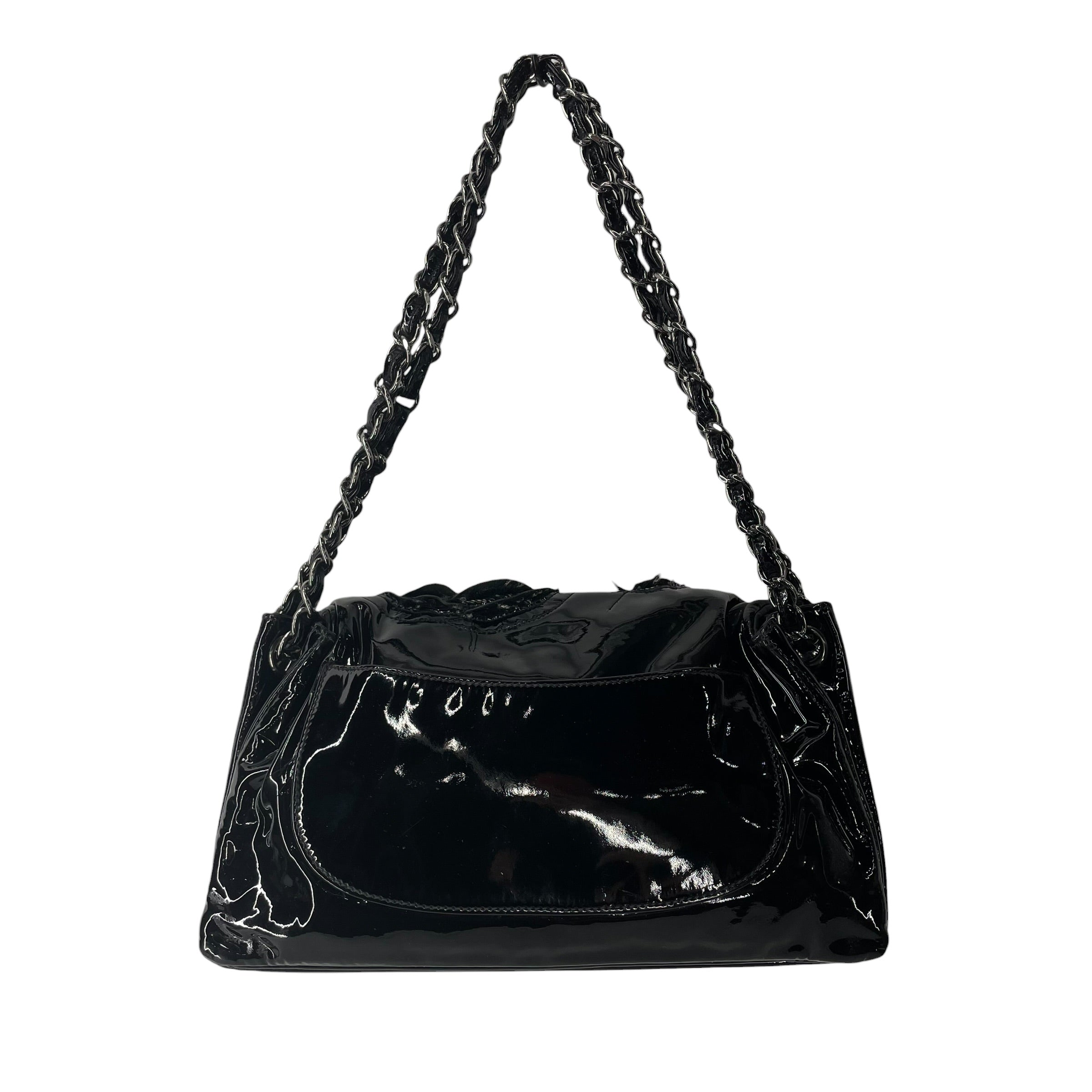 CHANEL/Cross Body Bag/Leather/BLK/14267120 CAMELIA PATENT FLORAL view 2