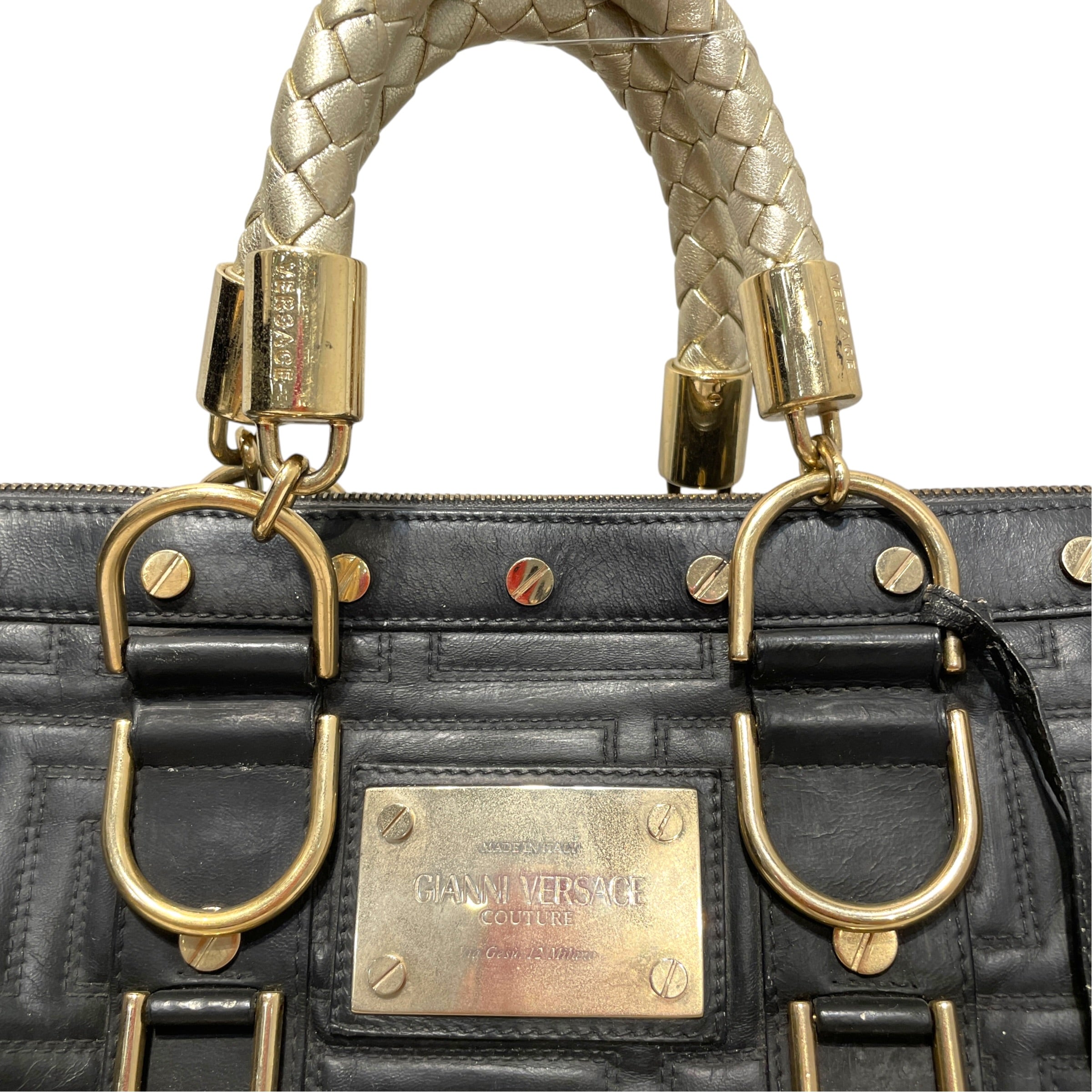 GIANNI VERSACE/Hand Bag/Leather/BLK/Snap Out Of it Quilted Leather view 2