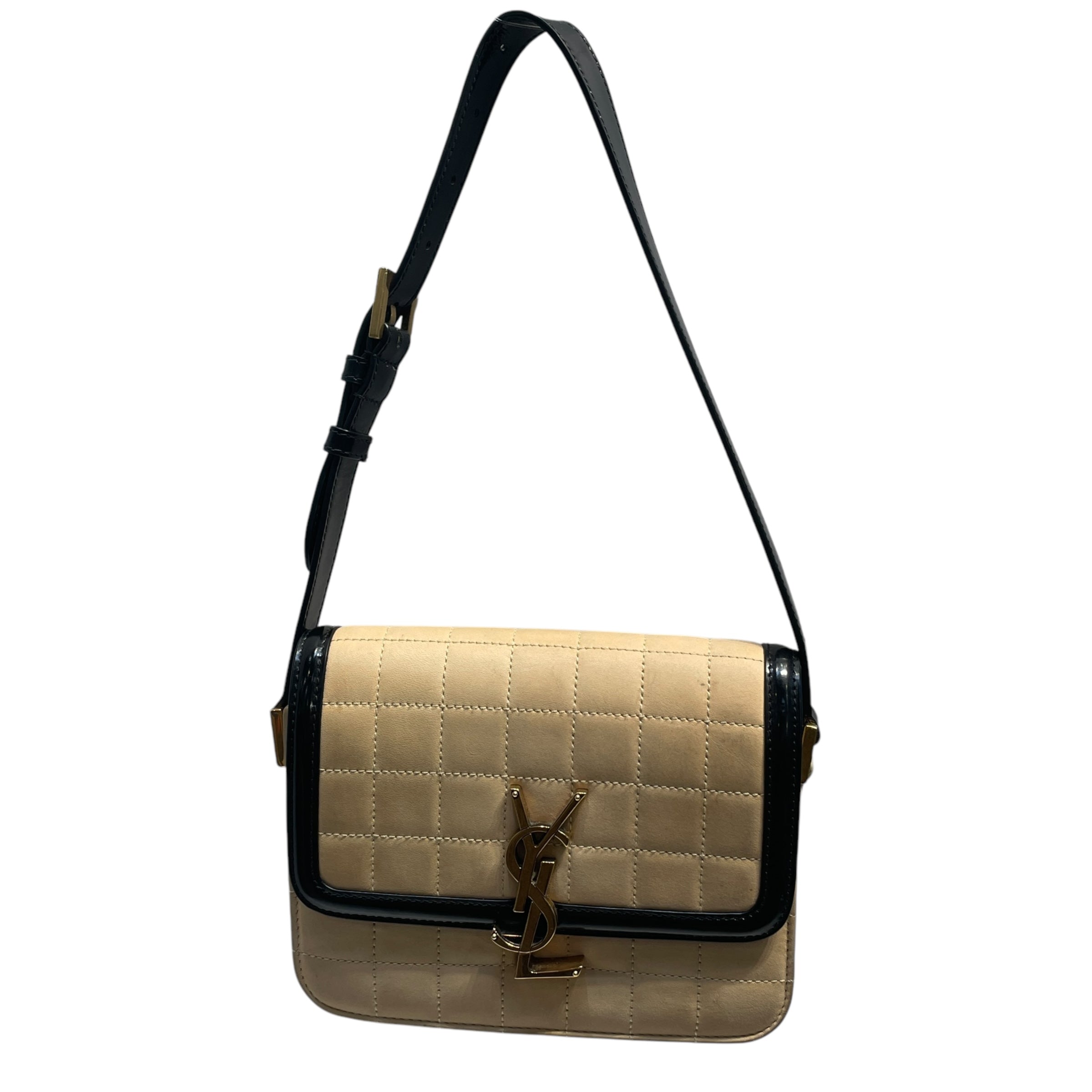 YVES SAINT LAURENT/Hand Bag/FREE/Leather/BEG/Suede Quilted Solferino view 1