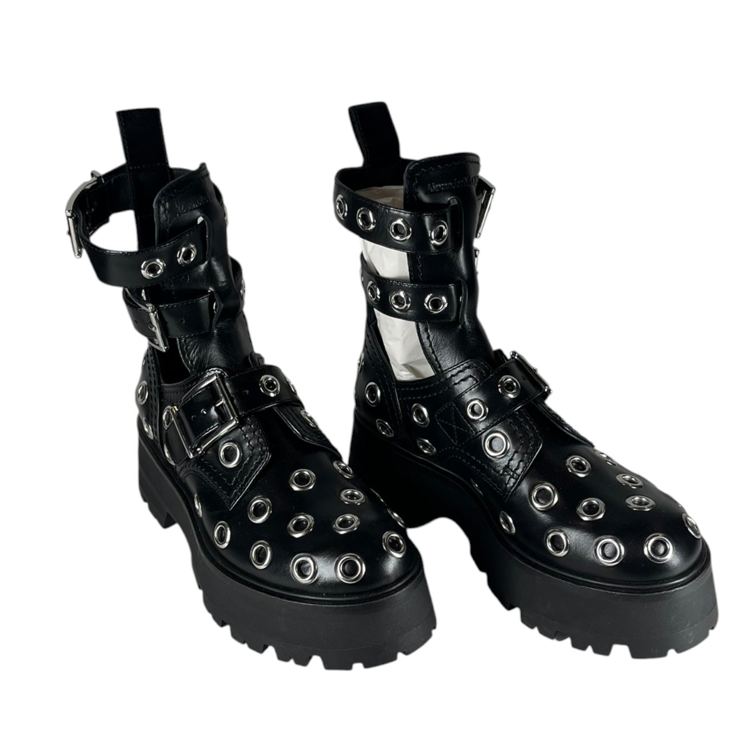 Alexander McQueen/Boots/EU 35/Leather/BLK/GROMMET BUCKLE BOOT view 1