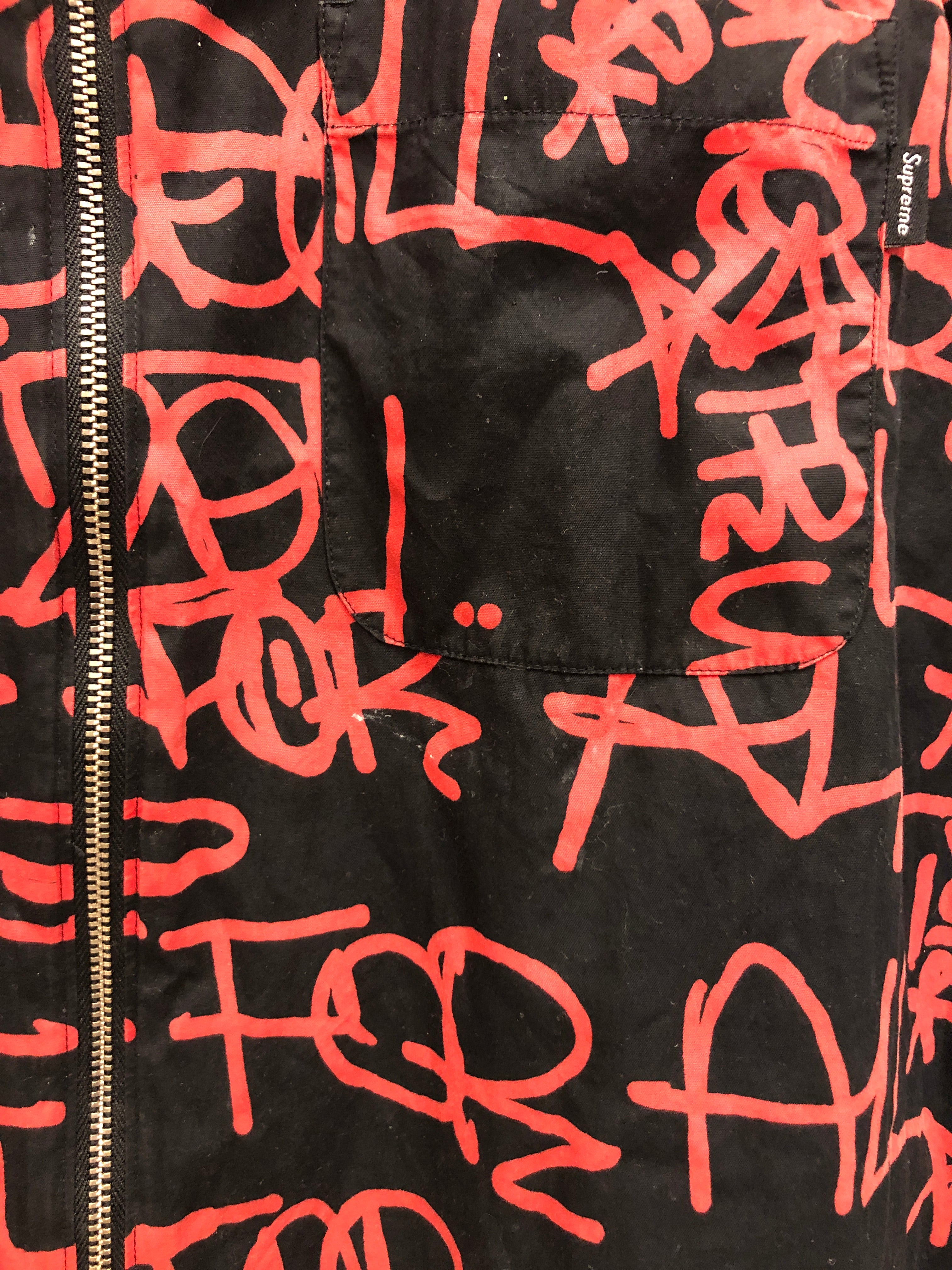 COMME des GARCONS SHIRT/Supreme/LS Shirt/L/Cotton/BLK/All Over Print/zip up, aop script view 6