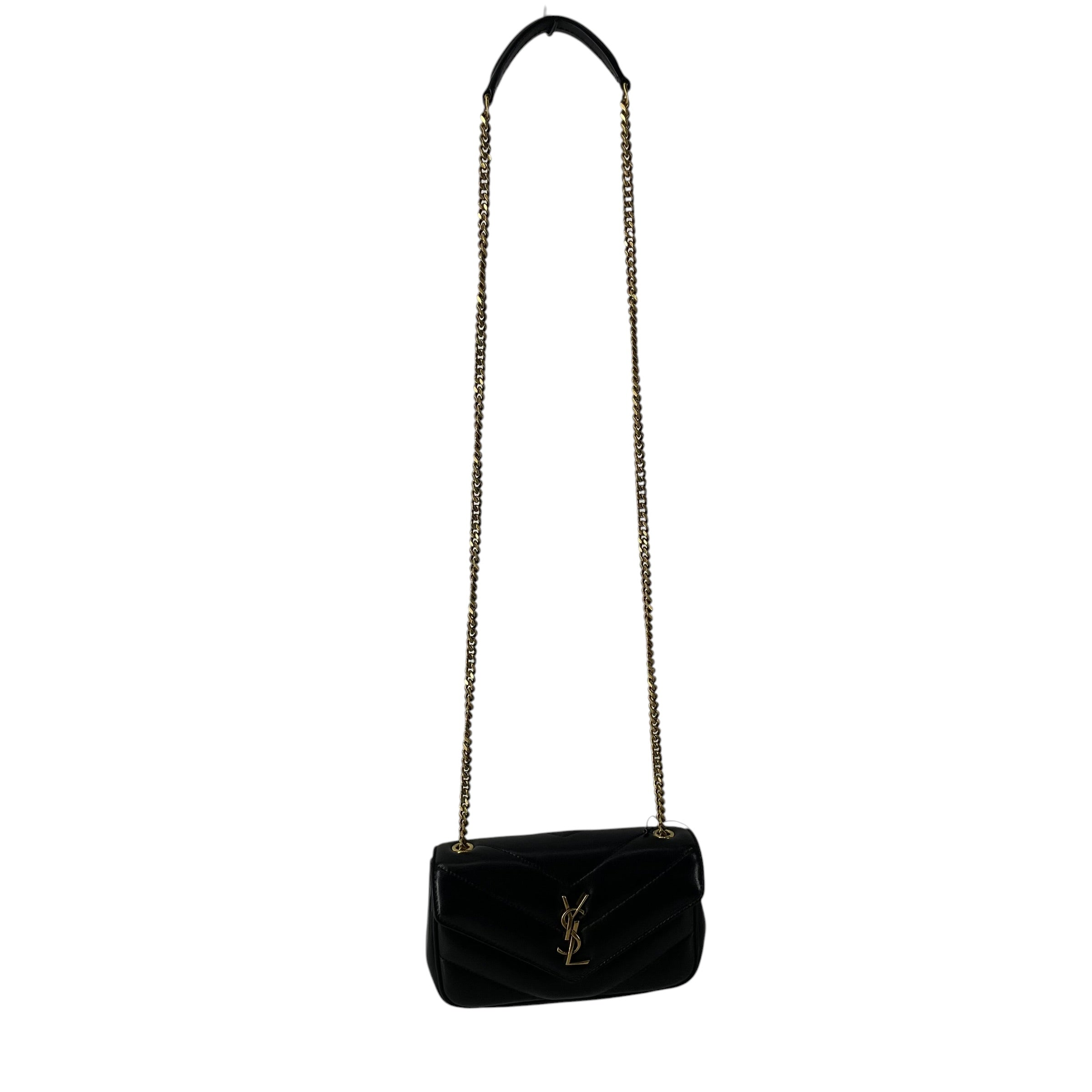 SAINT LAURENT/Cross Body Bag/Leather/BLK/GLD HRDWR  POCKT WALLET INSIDE view 1