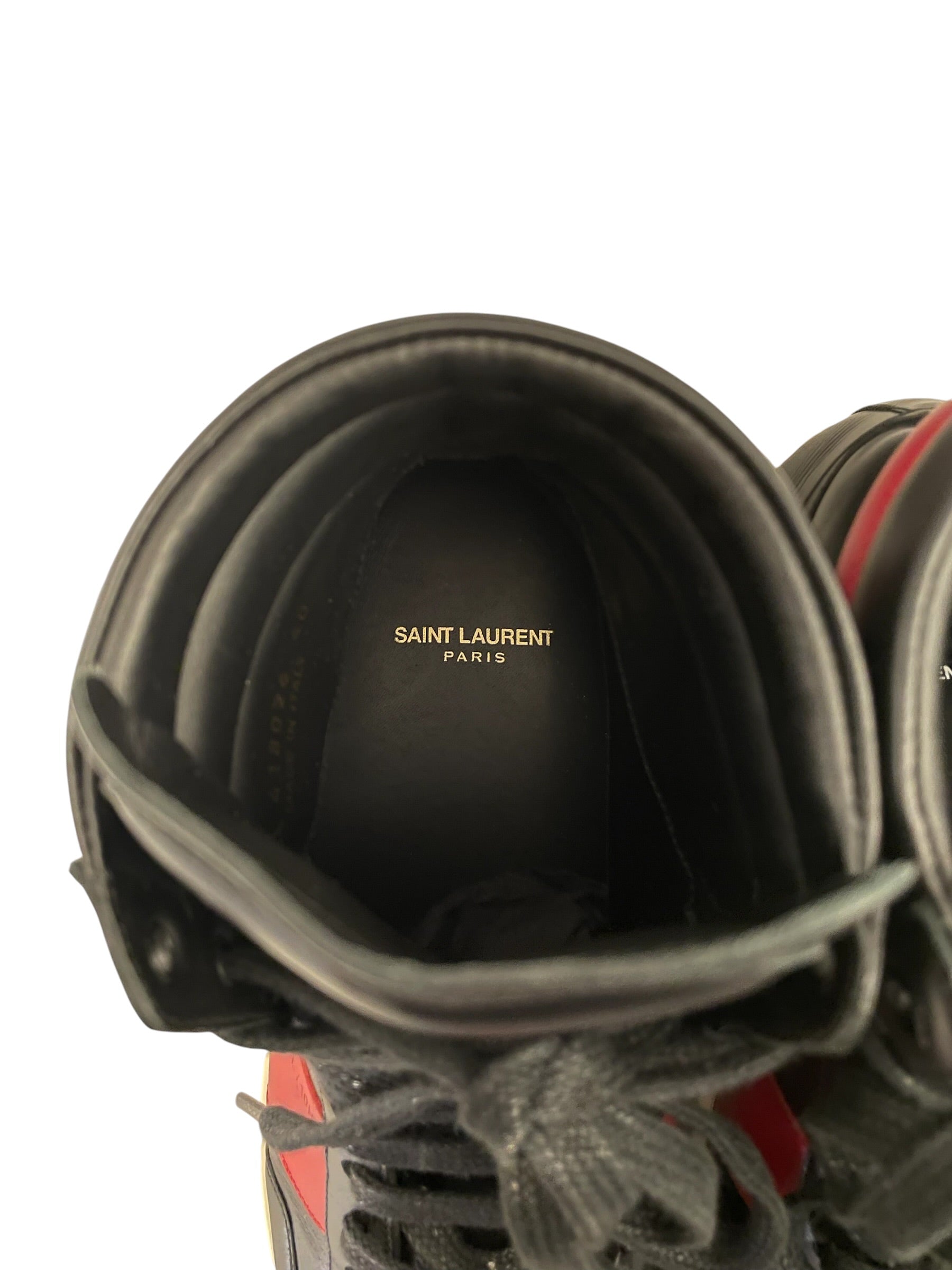 SAINT LAURENT/Hi-Sneakers/US 7/Cotton/BLK/Court Classic High Top BLK/RD view 5